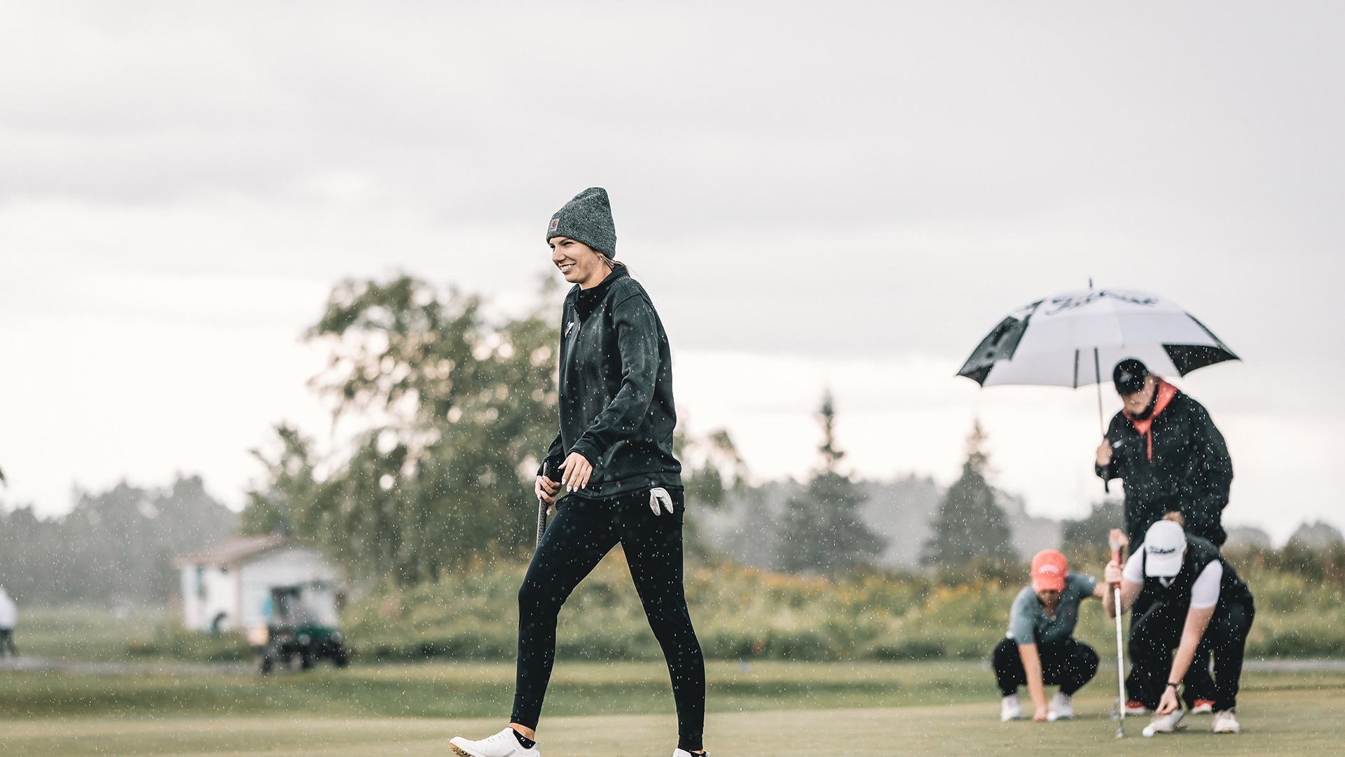 Abby Schintz walking off the green. 