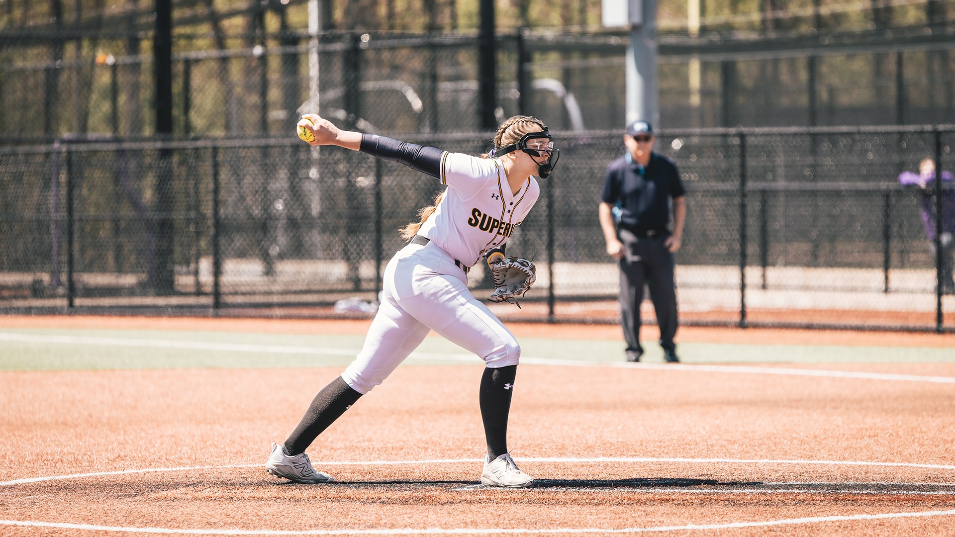 Abby Mitchell pitching to a BLC batter. 