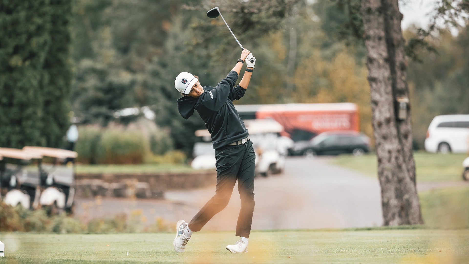 Makayla Ammerman after a tee shot on her follow through.
