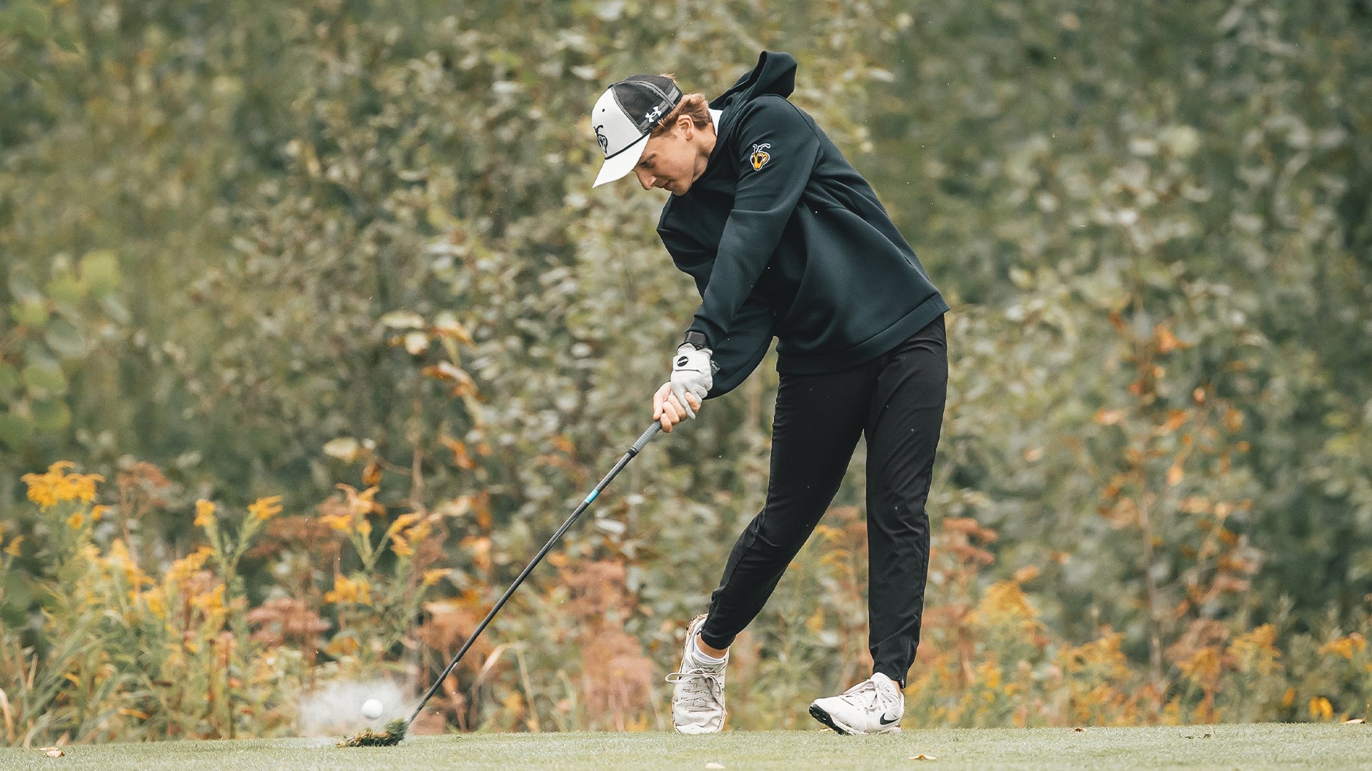 Andrew Slatten making contact with his ball off the tee.