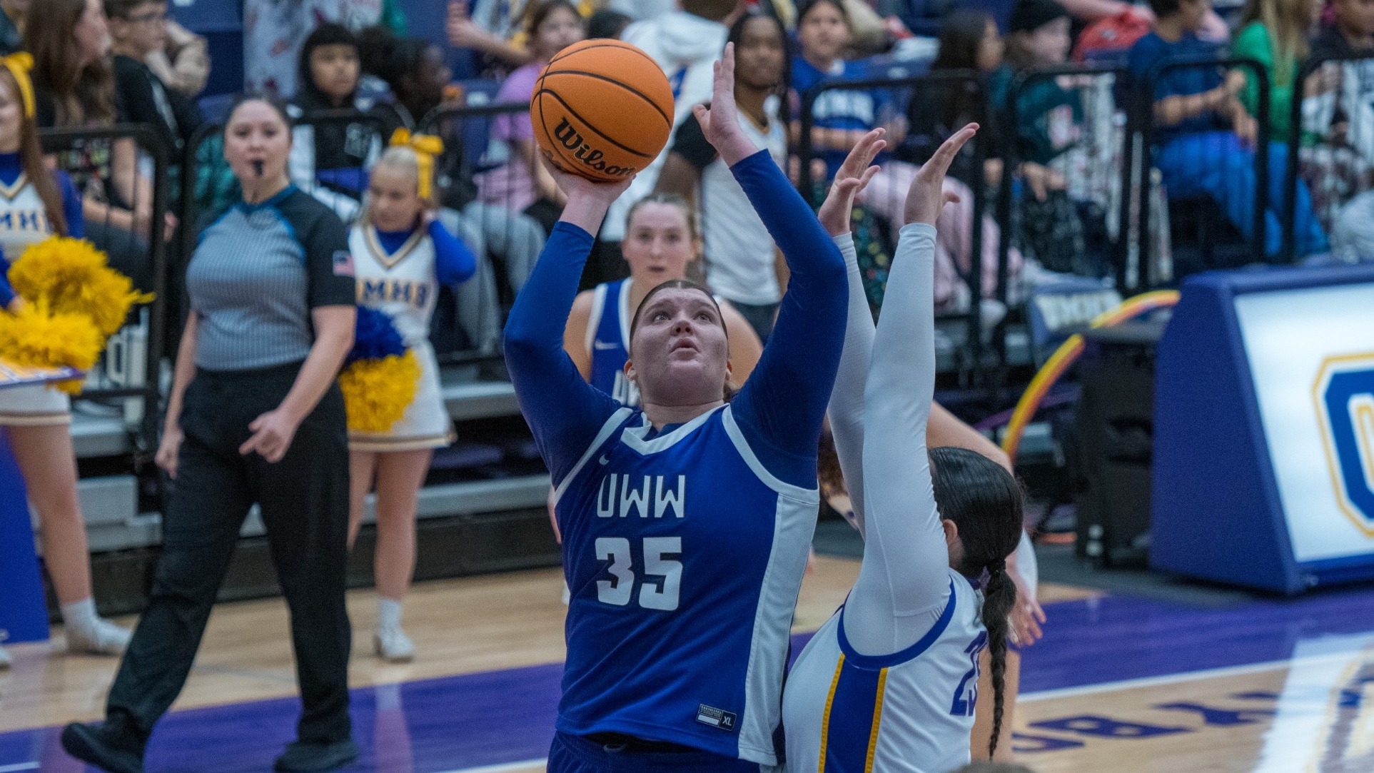 Caden Krohn goes up for a layup