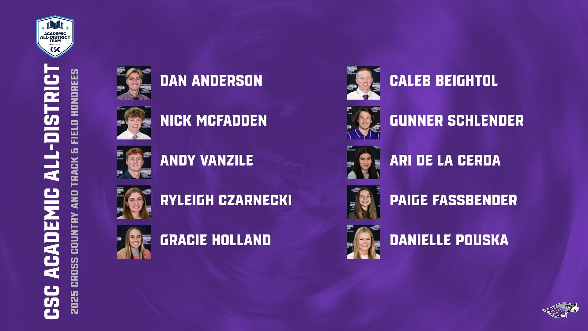 General CSC Academic All-District graphic with honoree names