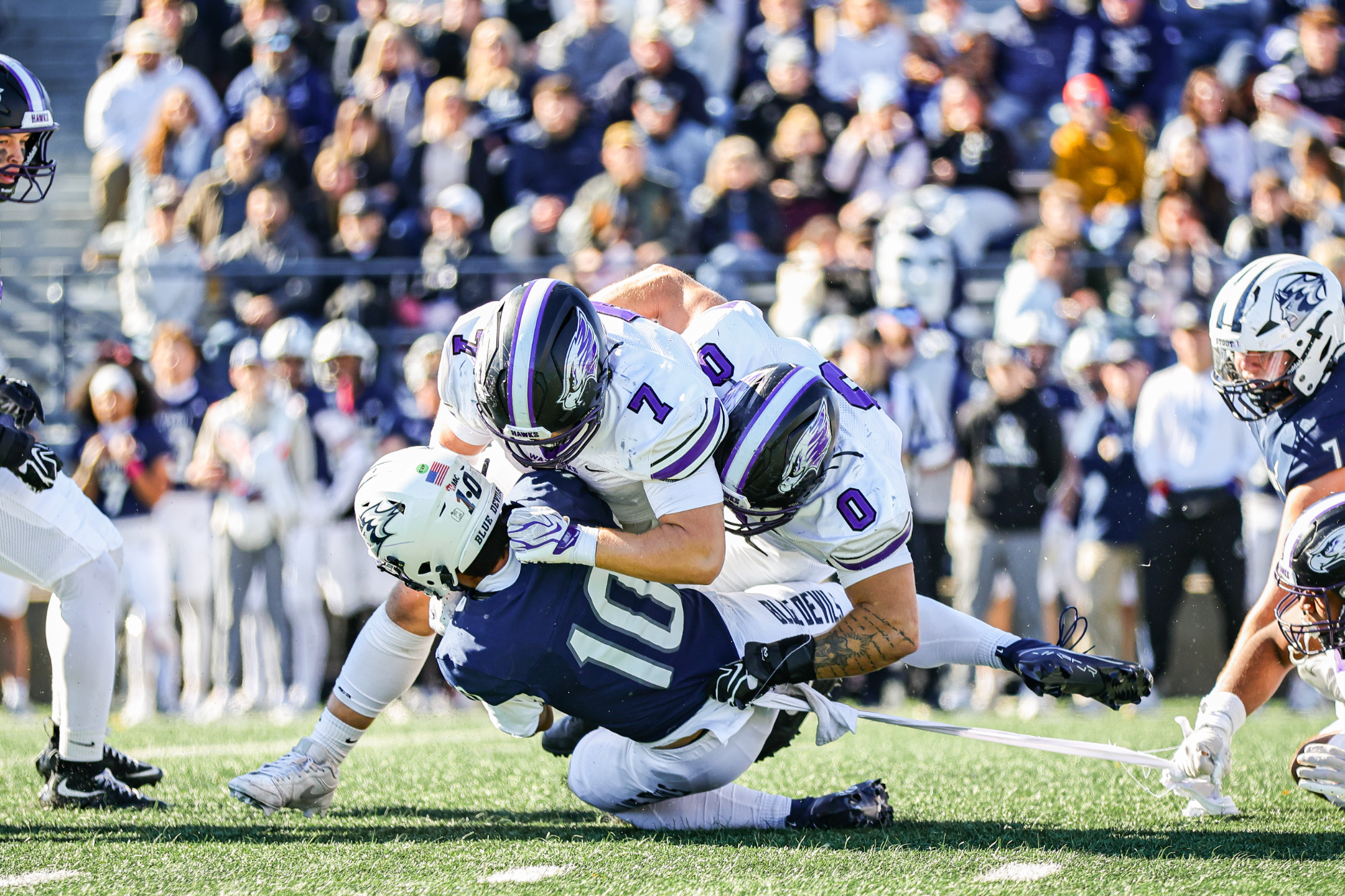 Moris & Powers Sack UW-Stout Quarterback
