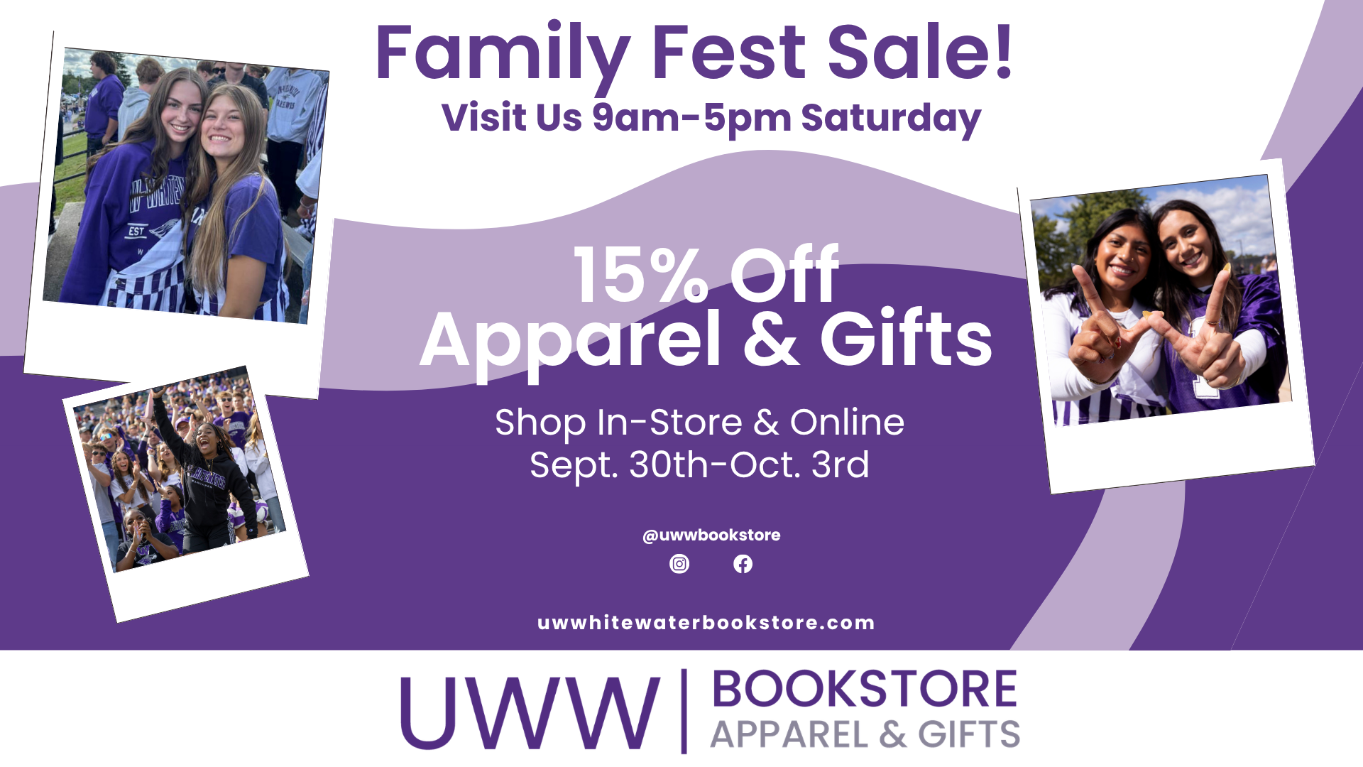 Family Fest Sale graphic UWW Bookstore