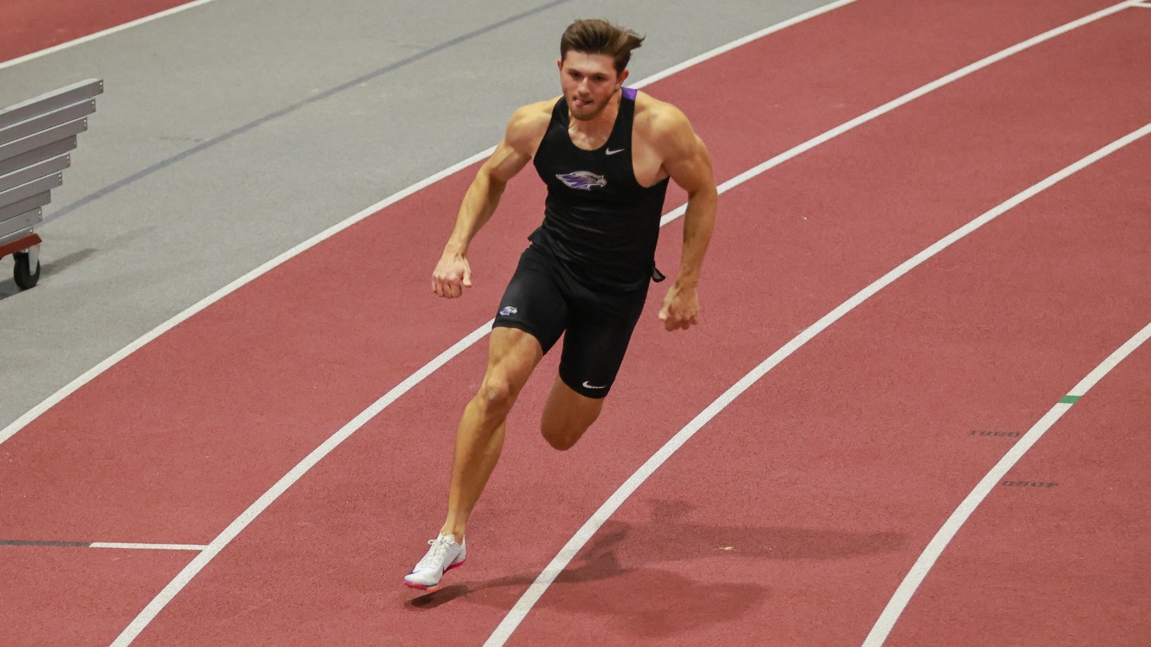 Sam Vargas runs the 200 at the Caged Eagle Invite