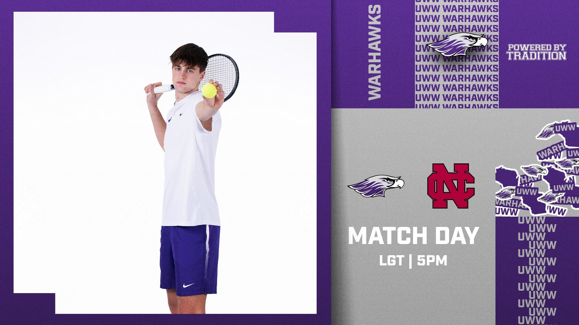 UWW Men's tennis vs North Central Graphic