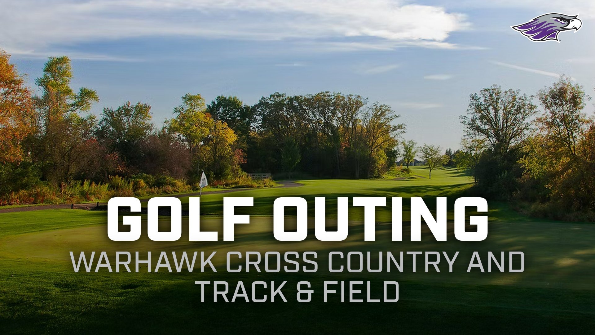 photo of golf course with text