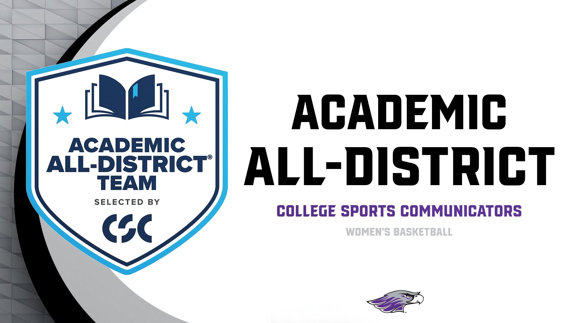 Women's Basketball CSC Academic All-District generic graphic with logo and text