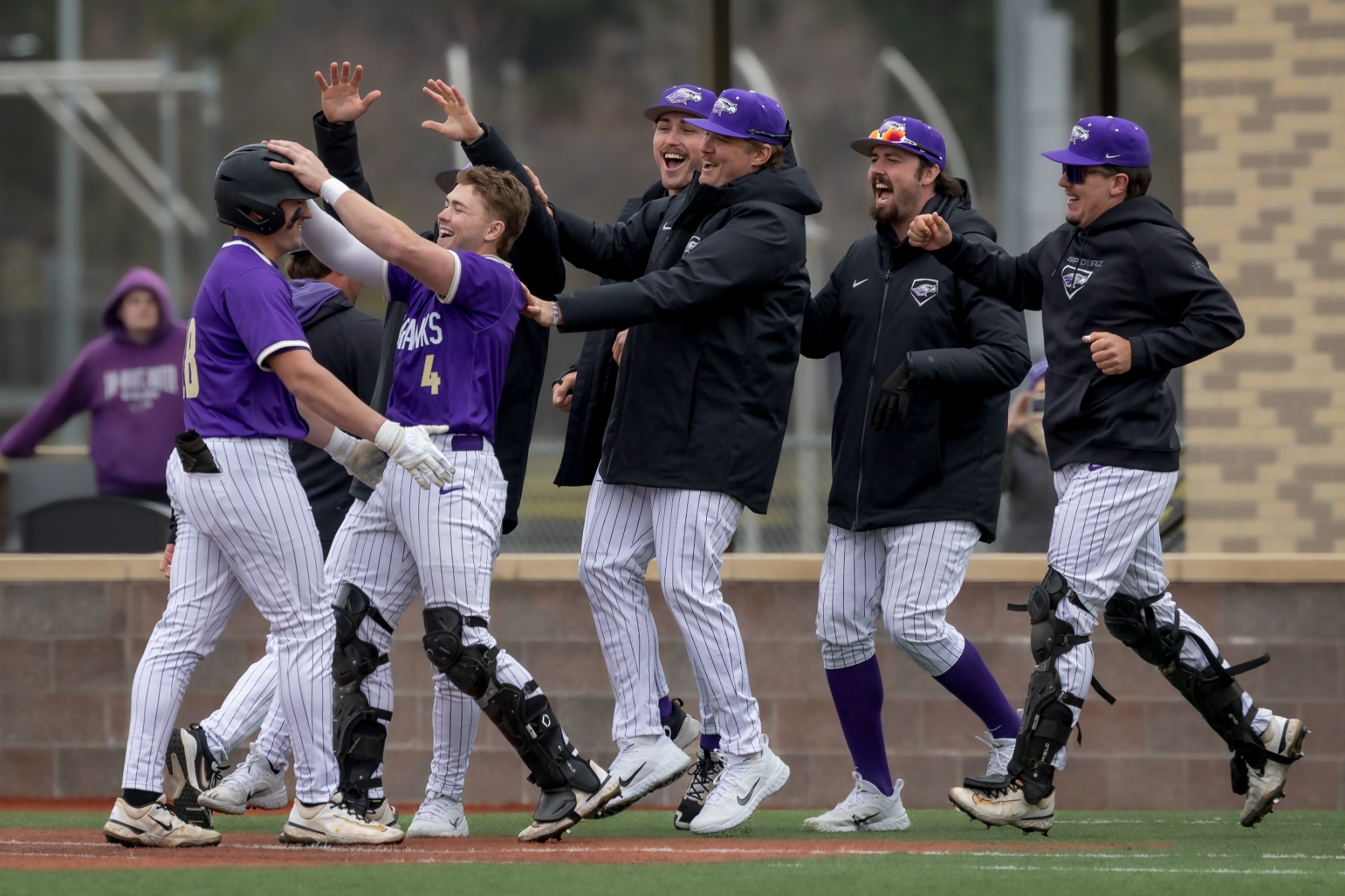 Bowers celebrating with dugout