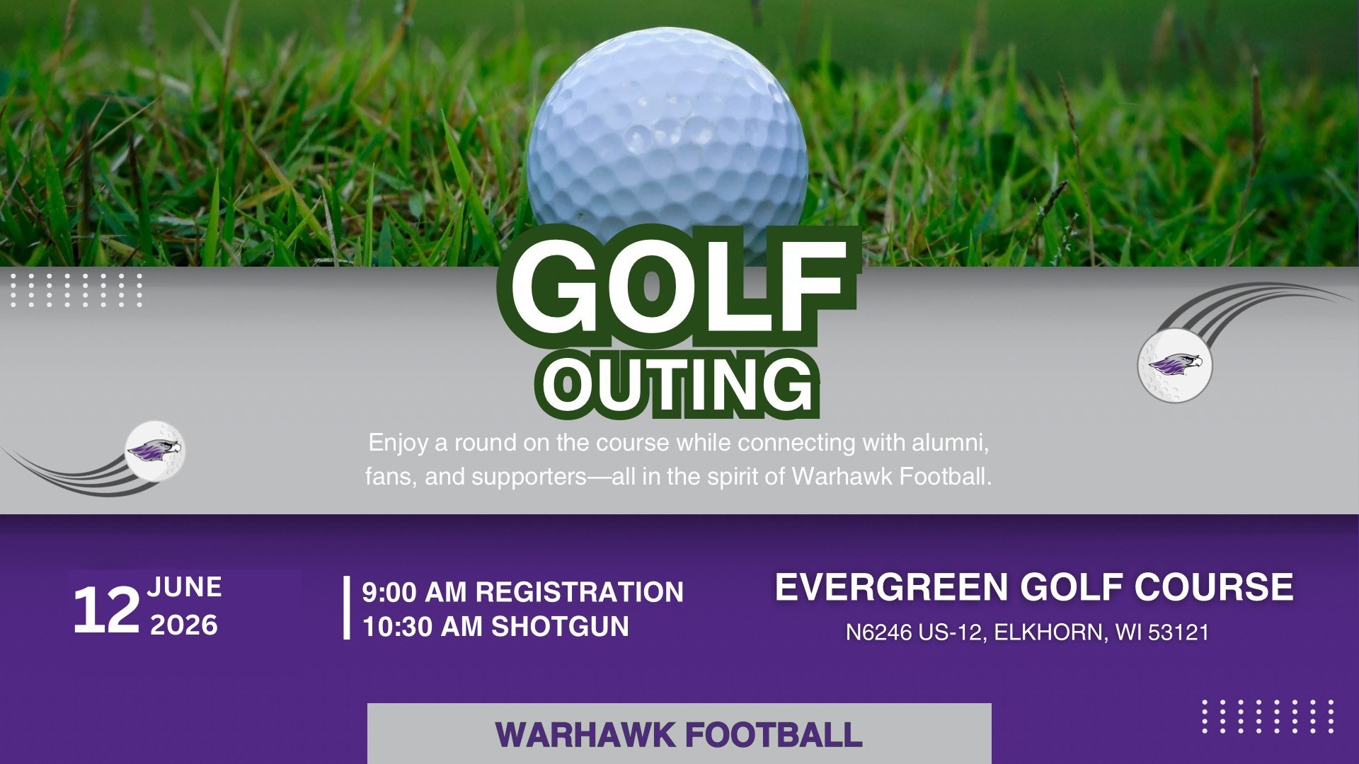 Generic UWW Football golf outing graphic