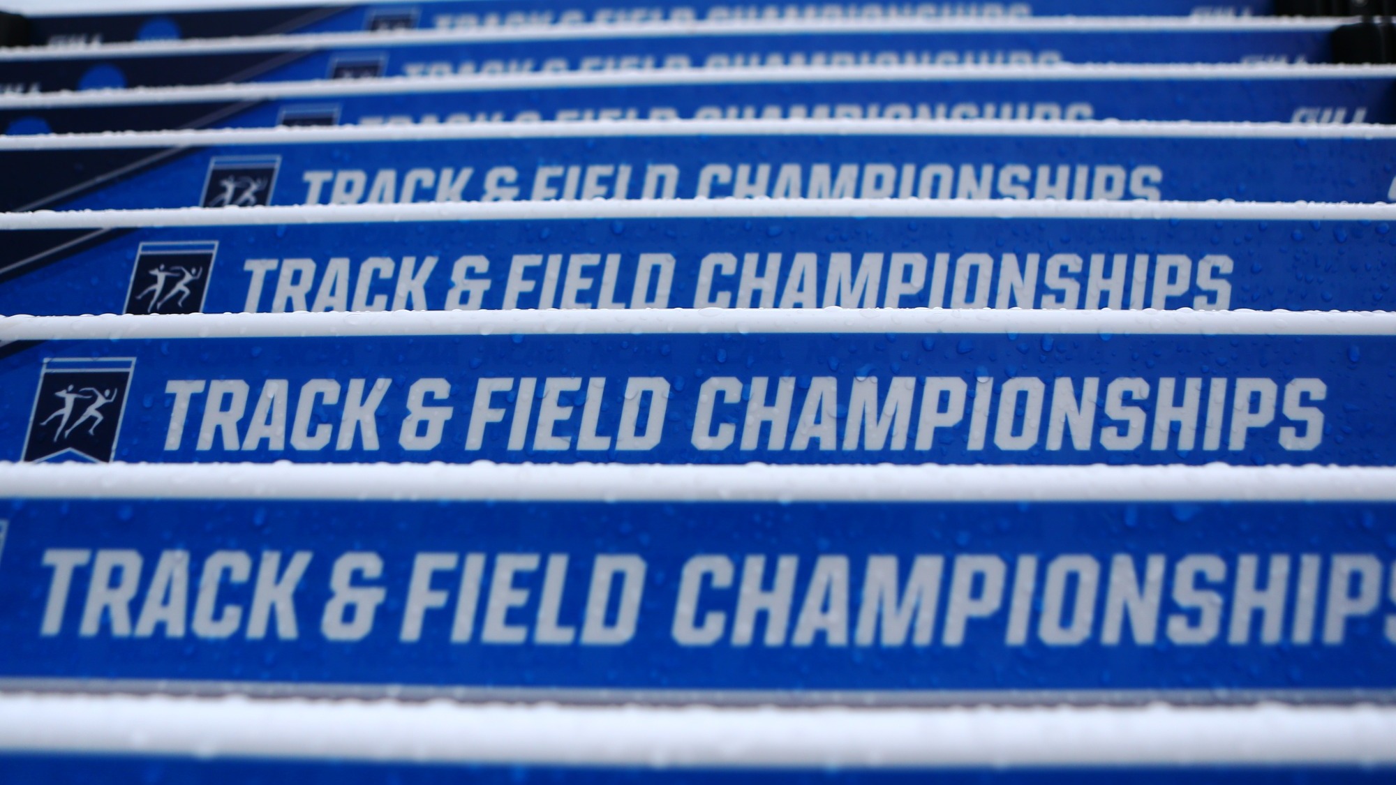 Line of hurdles at that 2026 Outdoor Track and Field Championships