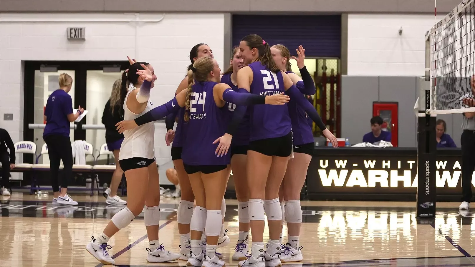 Warhawks celebrate after a point