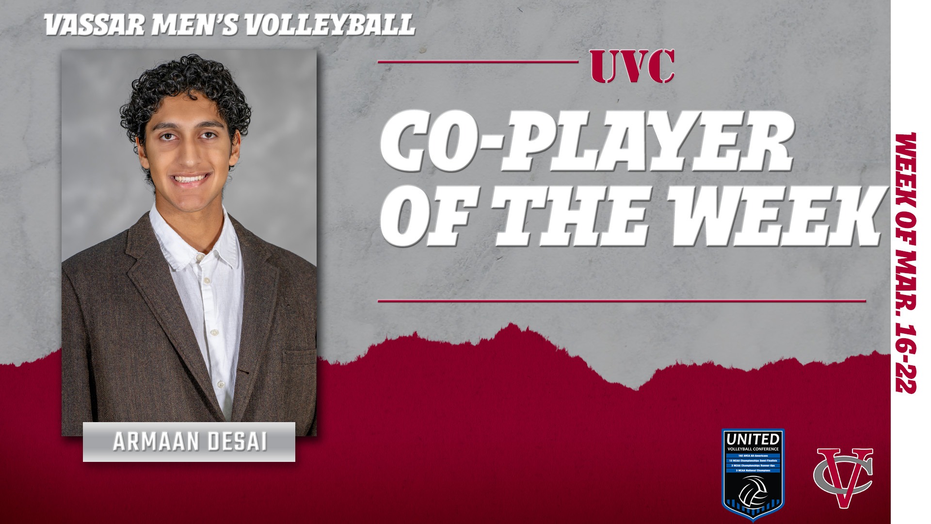Armaan Desai - UVC Co-Player of the Week 032326