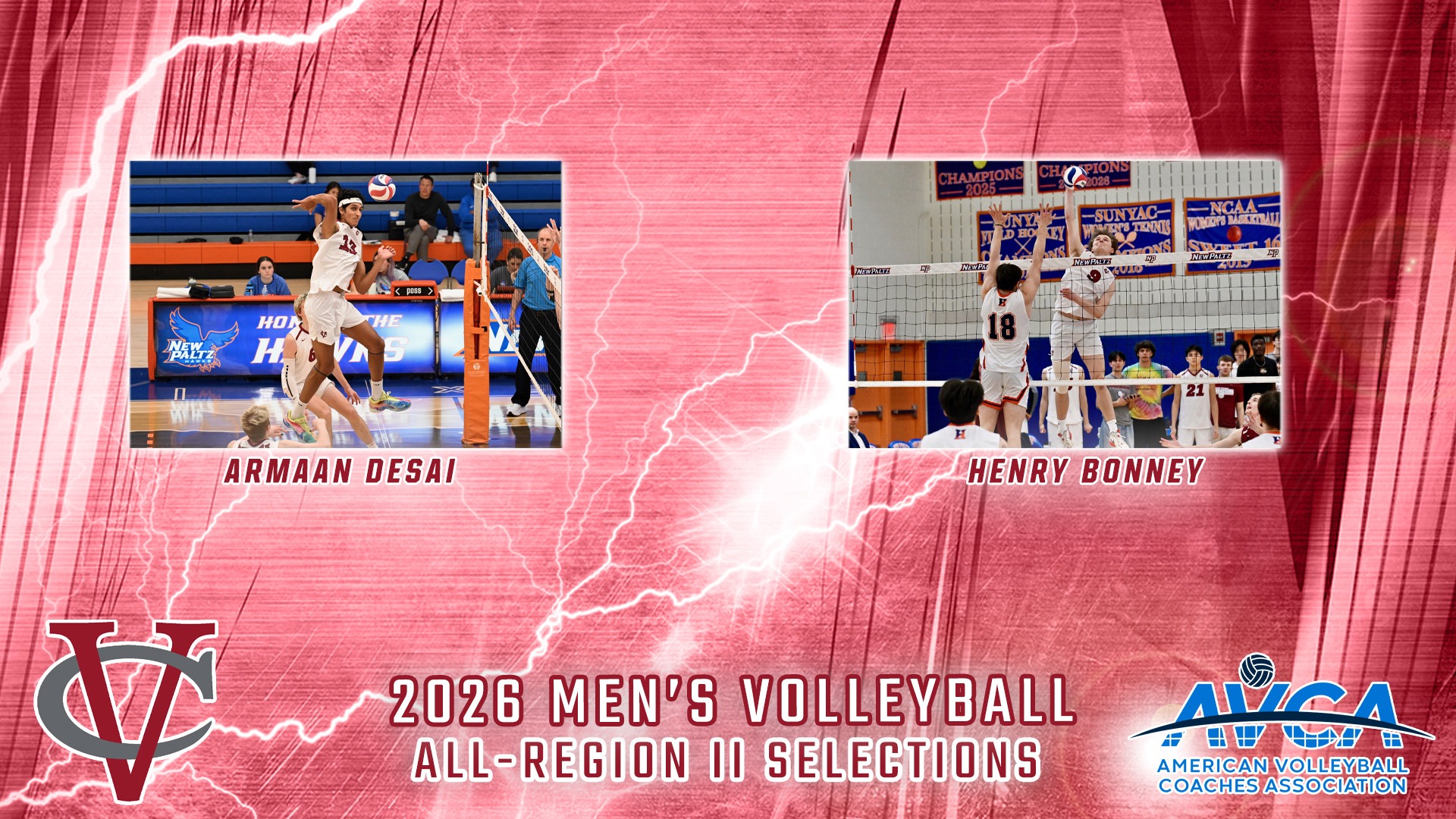AVCA All-Region II Selections - Armaan Desai and Henry Bonney