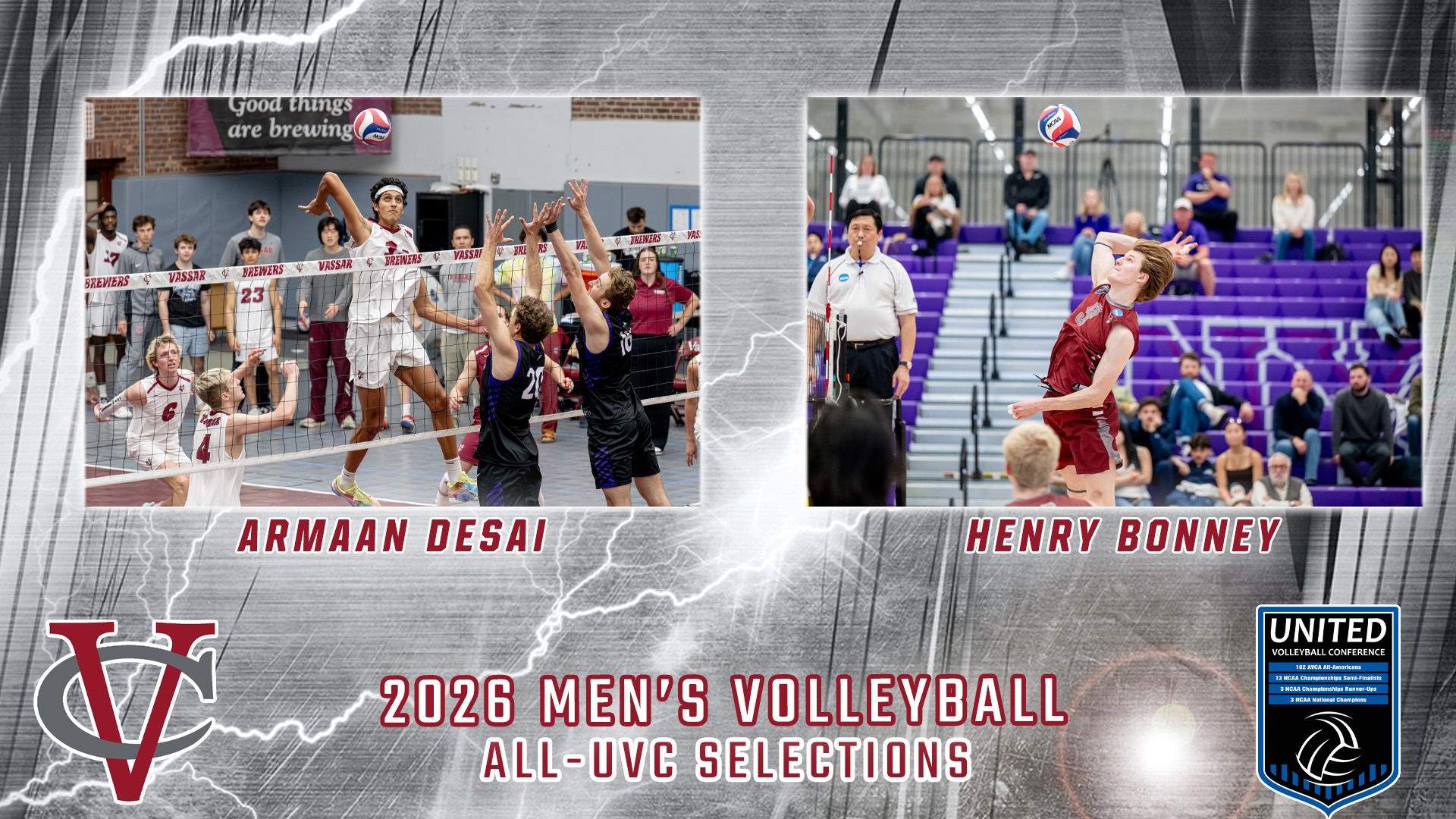 2026 Men's Volleyball All-UVC Selections - Armaan Desai and Henry Bonney