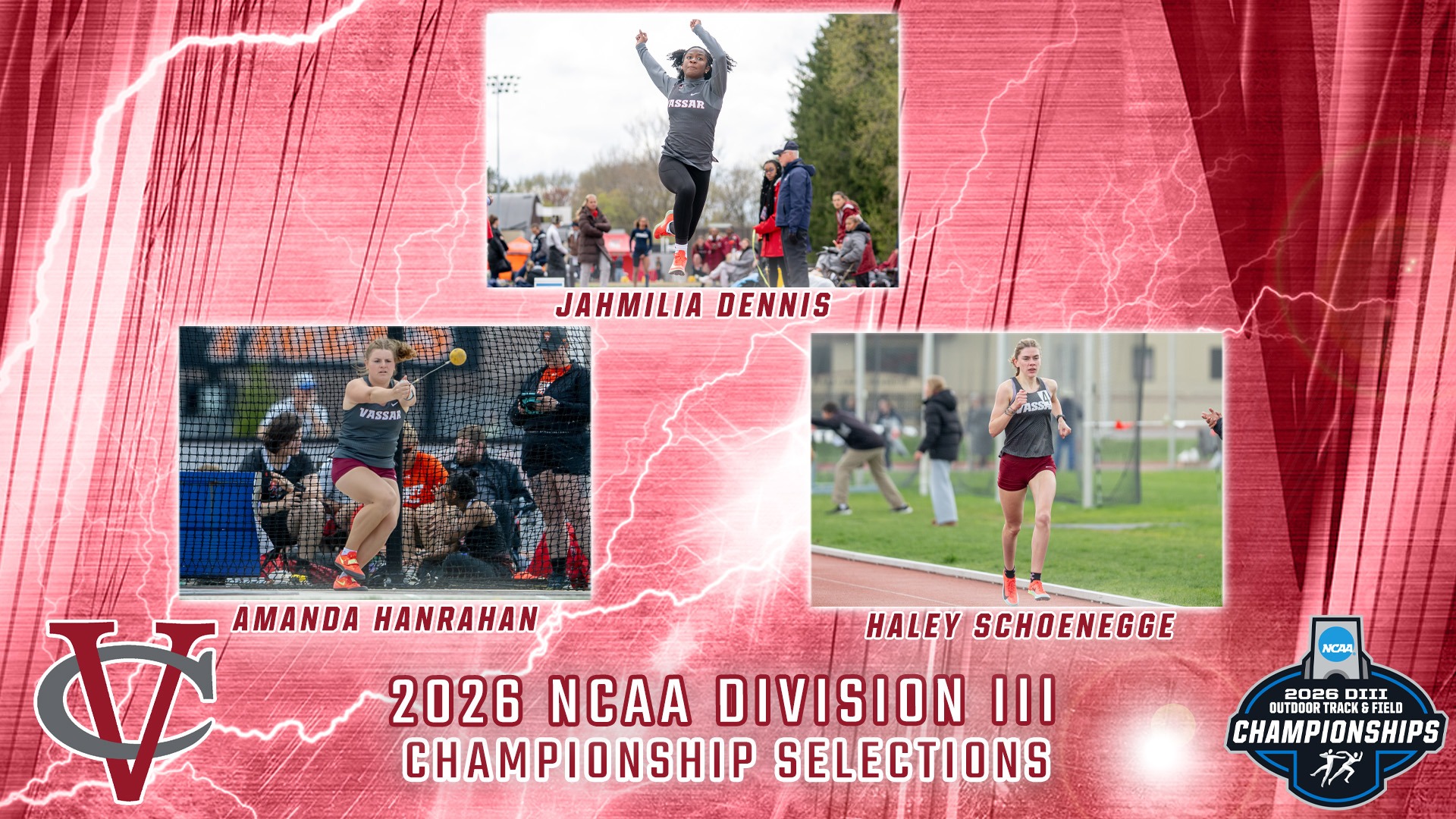 NCAA Outdoor Track and Field Selections - Jahmilia Dennis, Amanda Hanrahan, Haley Schoenegge