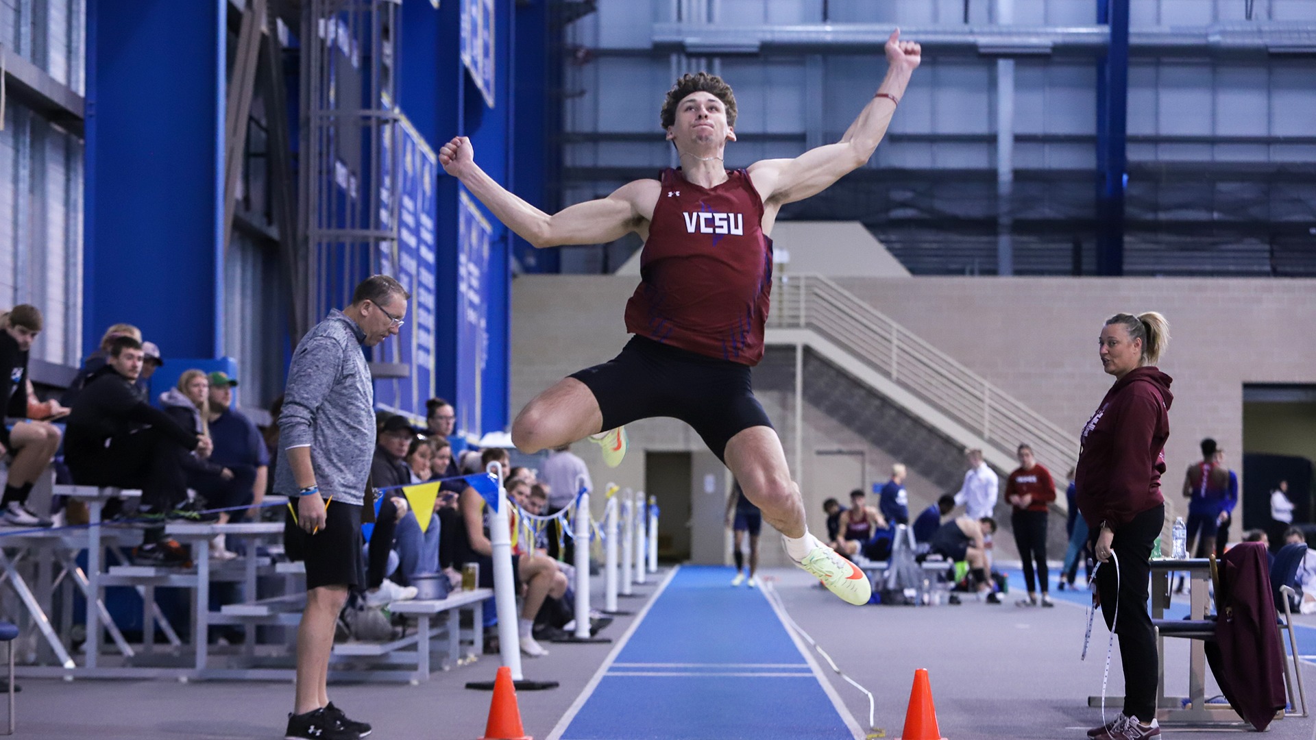 Jaiden Peraza leaps during the long jump.