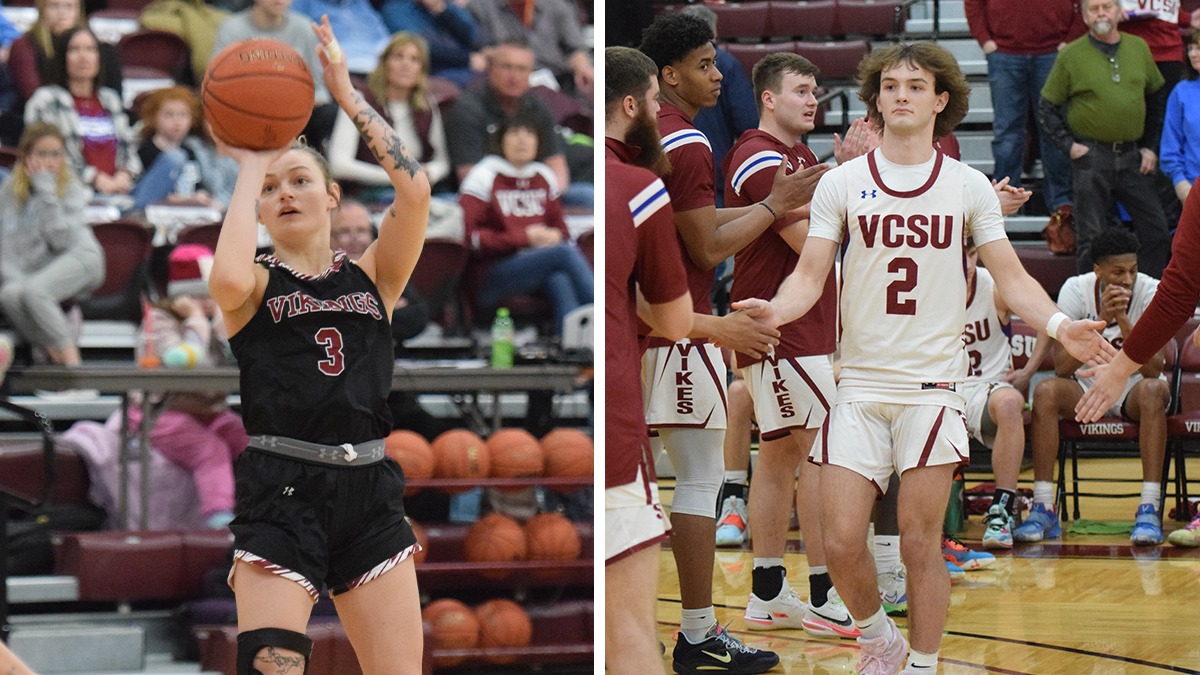 Hailey Roberts and Cayden Rickard of VCSU Basketball.