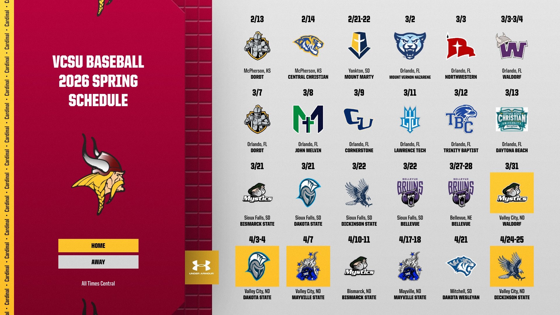 Spring baseball Schedule