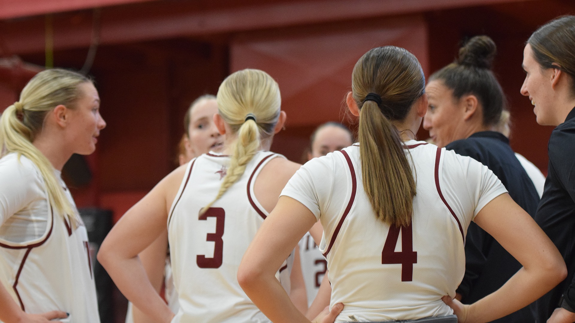 Coach Johnson in the huddle