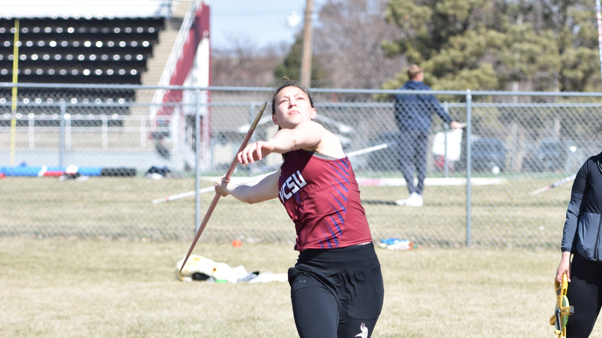Emma Muggli throws javelin.