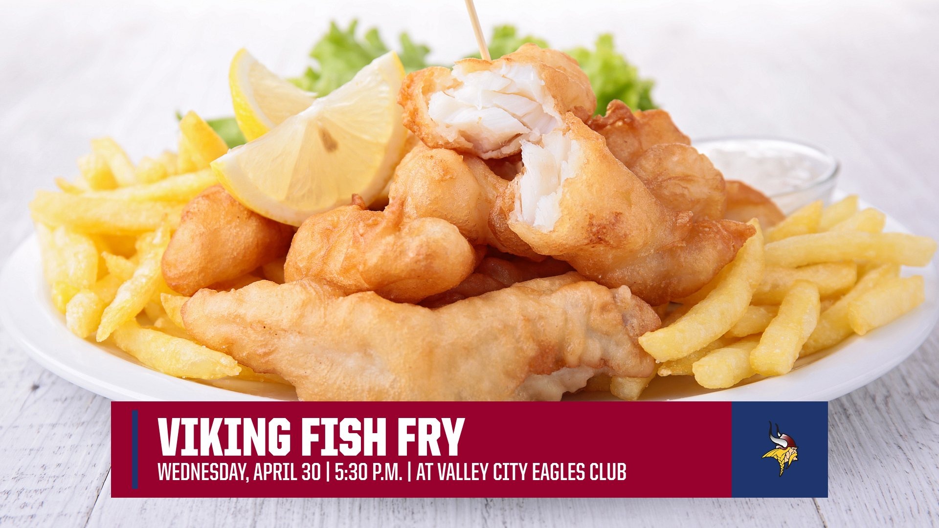 Graphic promoting the 2025 Viking Fish Fry.