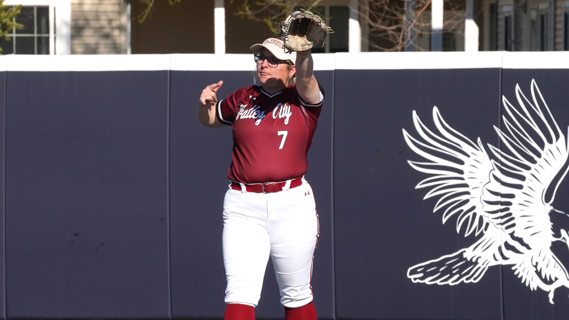 Makenzee Stone pictured in the outfield Saturday.