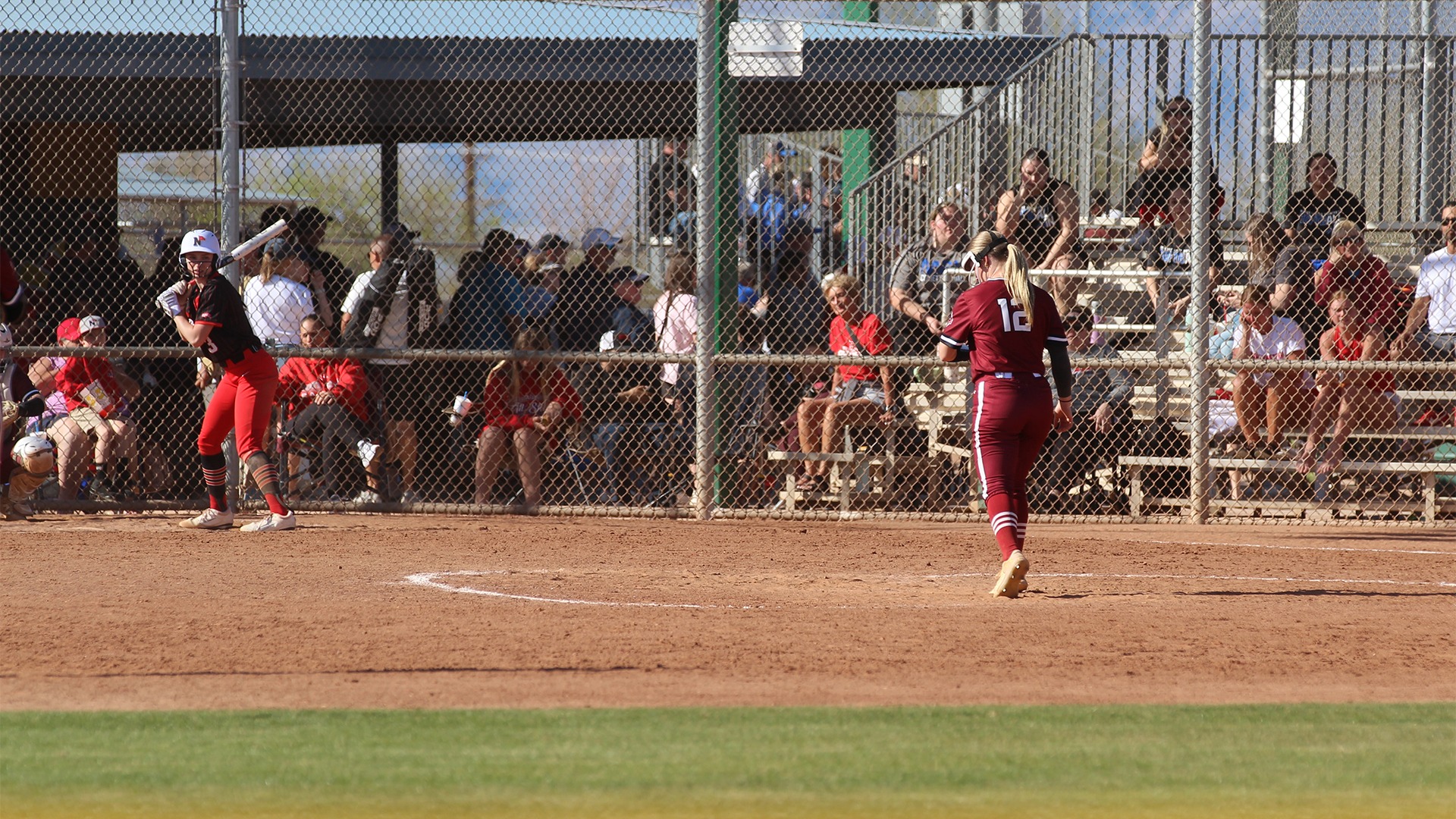VCSU softball pitcher at the mound.