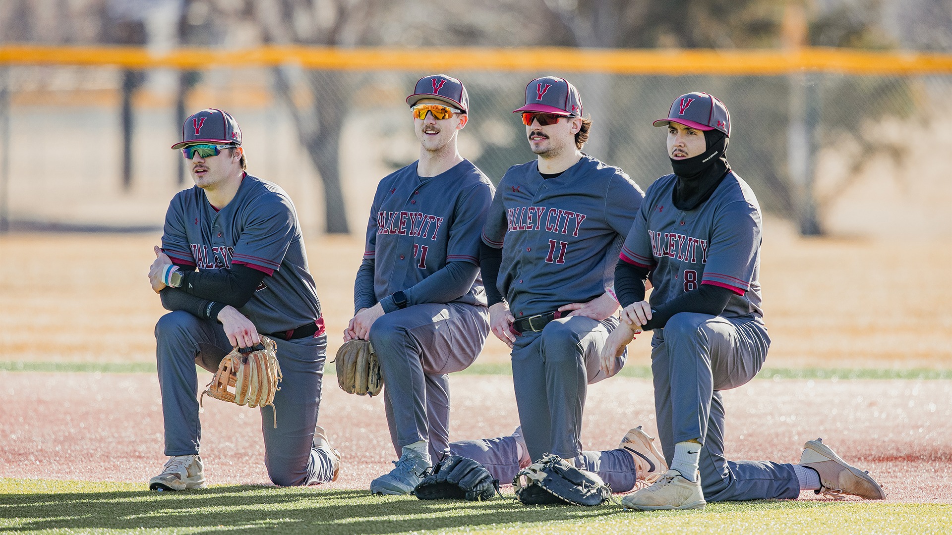 Vikings baseball during warmups.