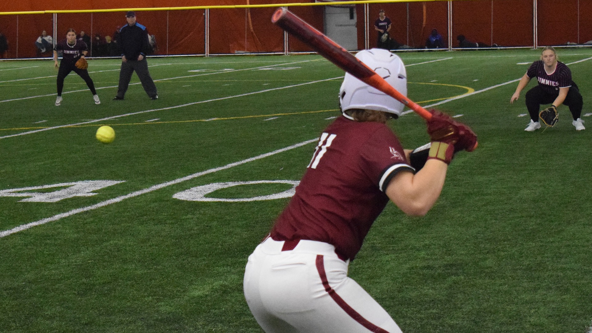 Reagan Mieras looking at a pitch