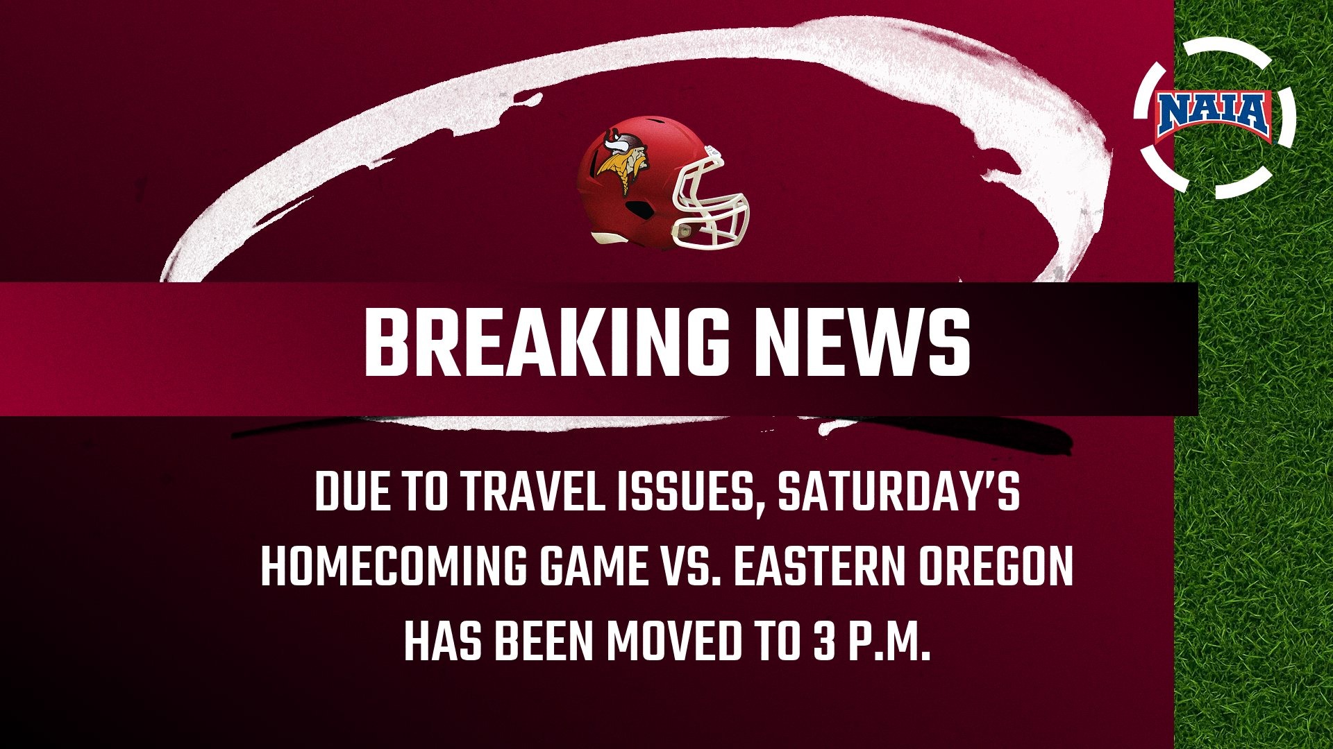 Breaking News: Game moved to 3pm