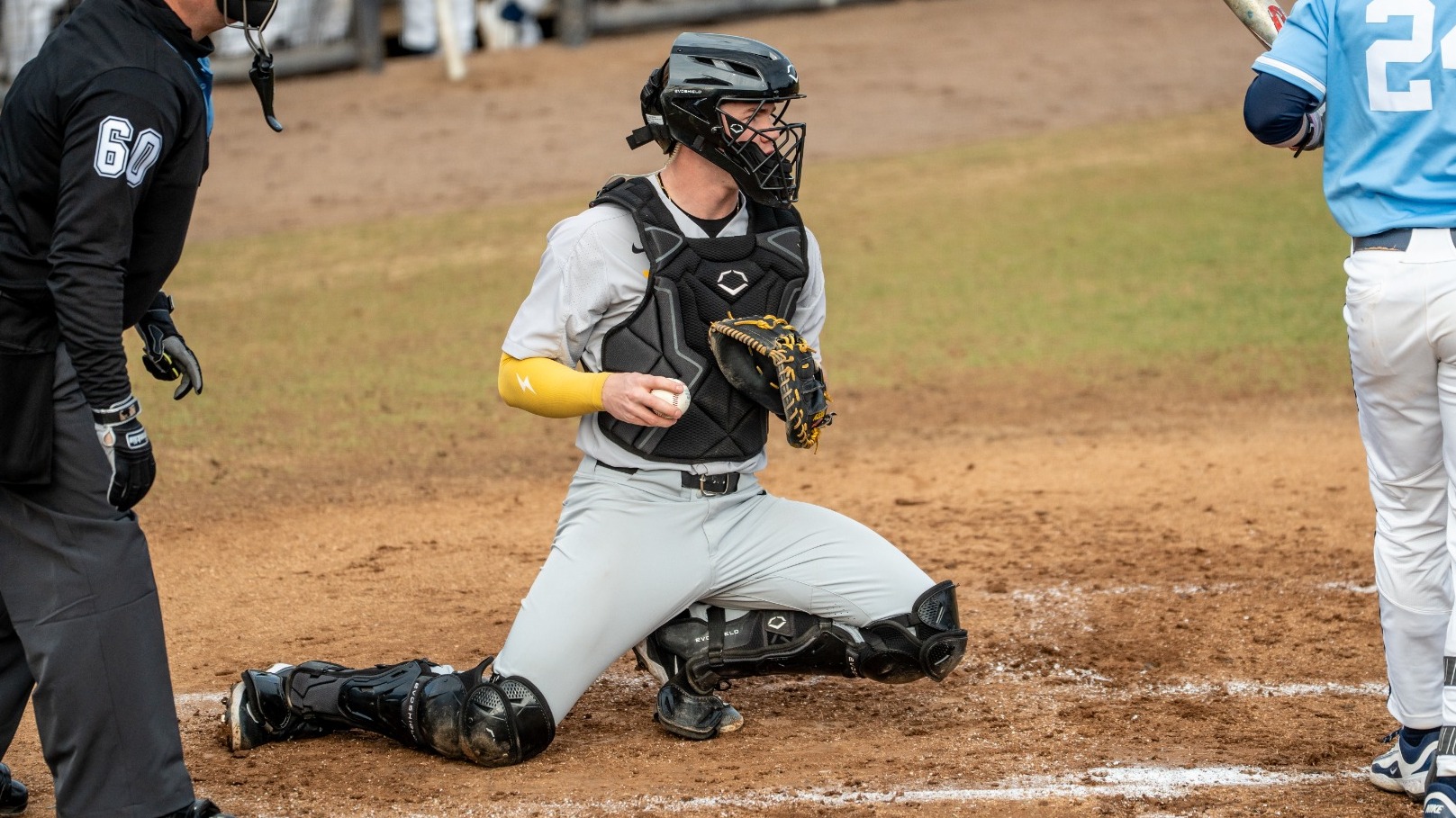 Jacob Lee catching at Longwood