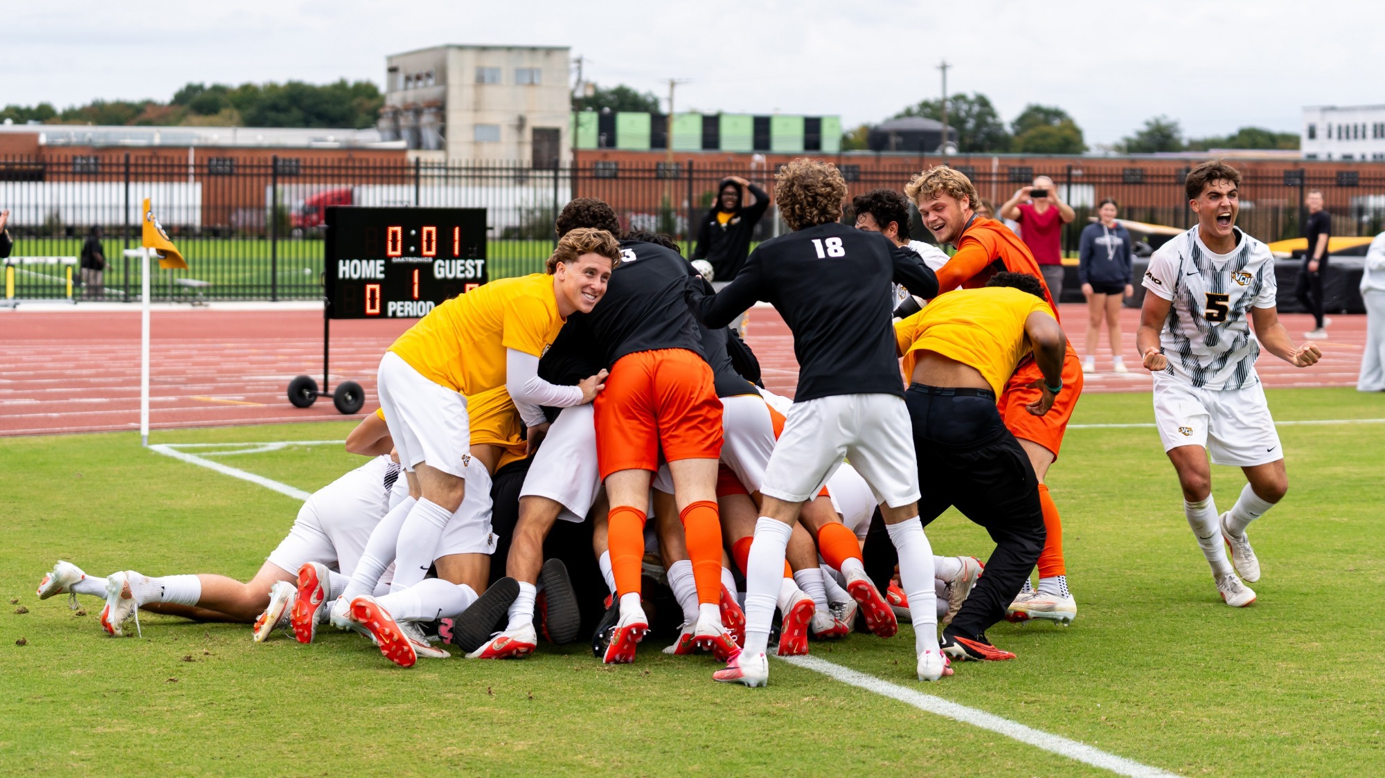 VCU Men's Soccer dogpiles After final-second game-winning goal vs. Loyola Chicago