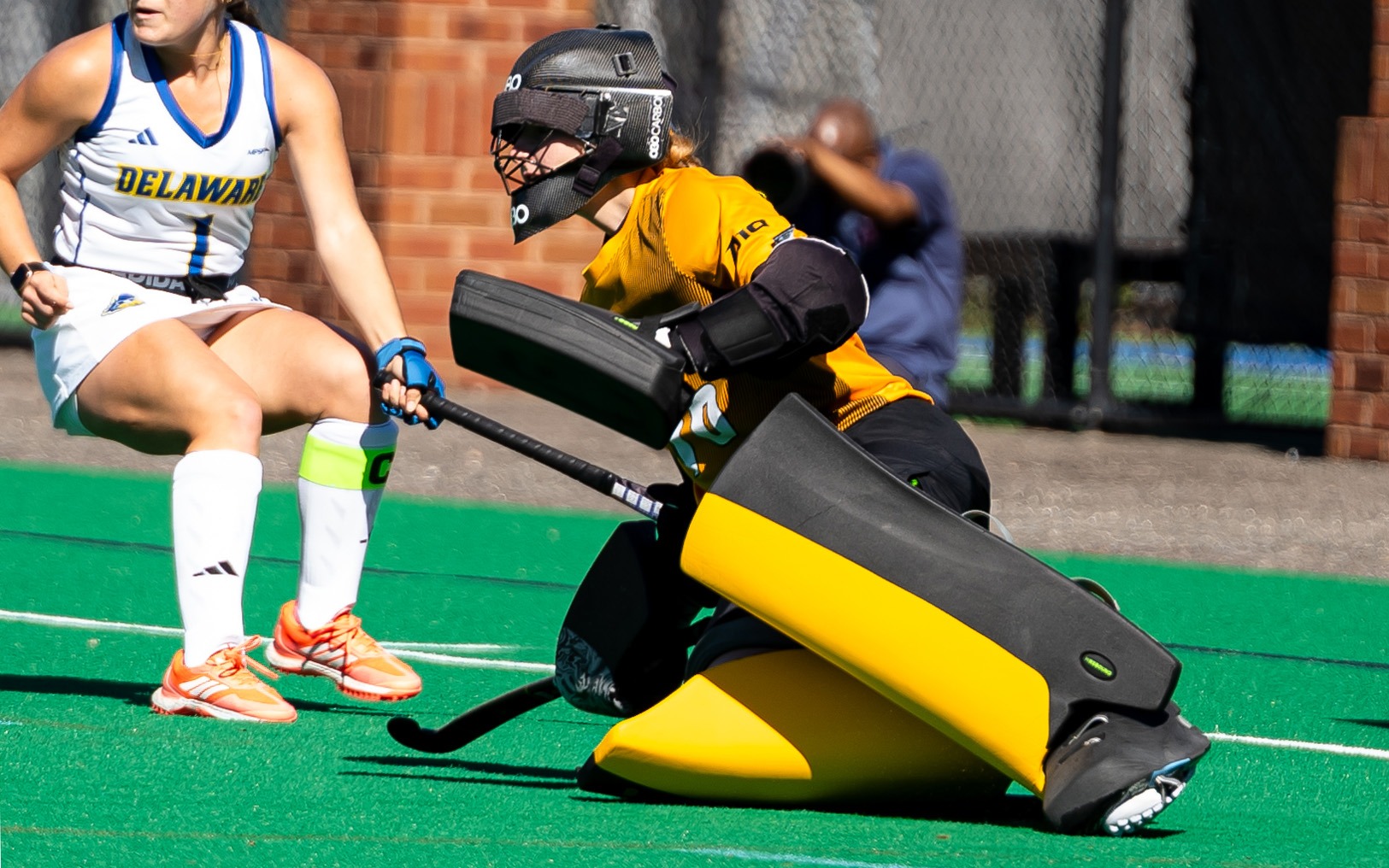 Emma Clements defends goal vs. Delaware