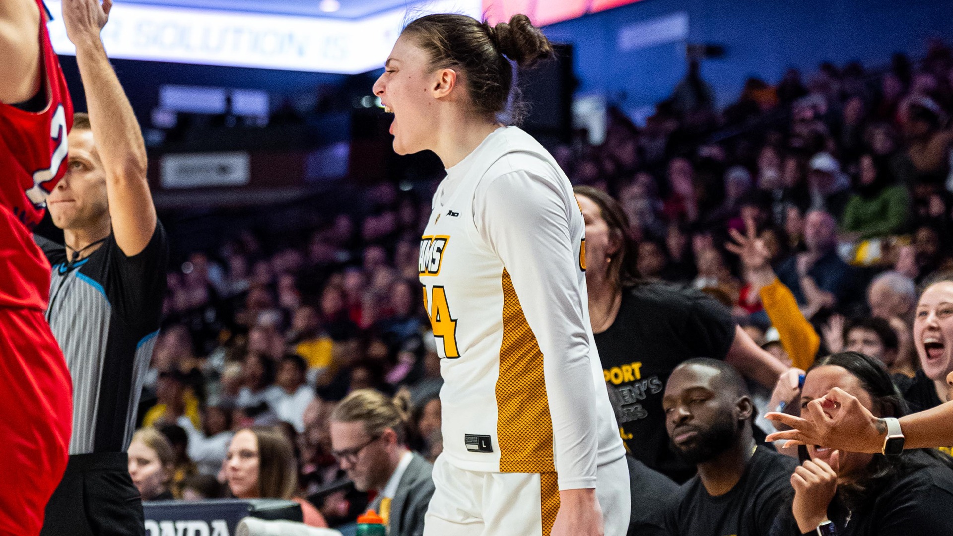 Katarina Knezevic celebrates vs. Richmond