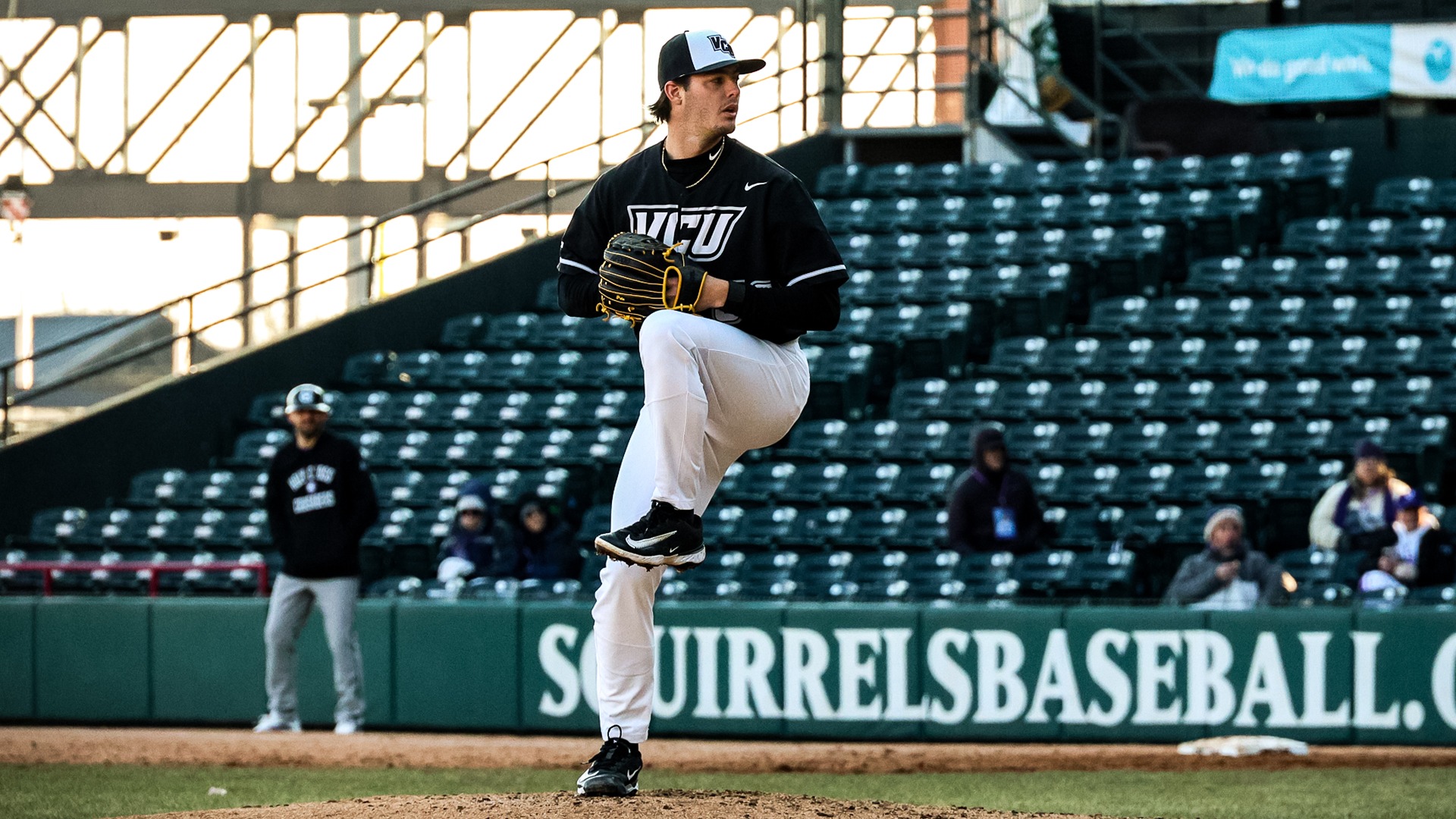 Zach Peters pitching on Opening Day vs. Holy Cross