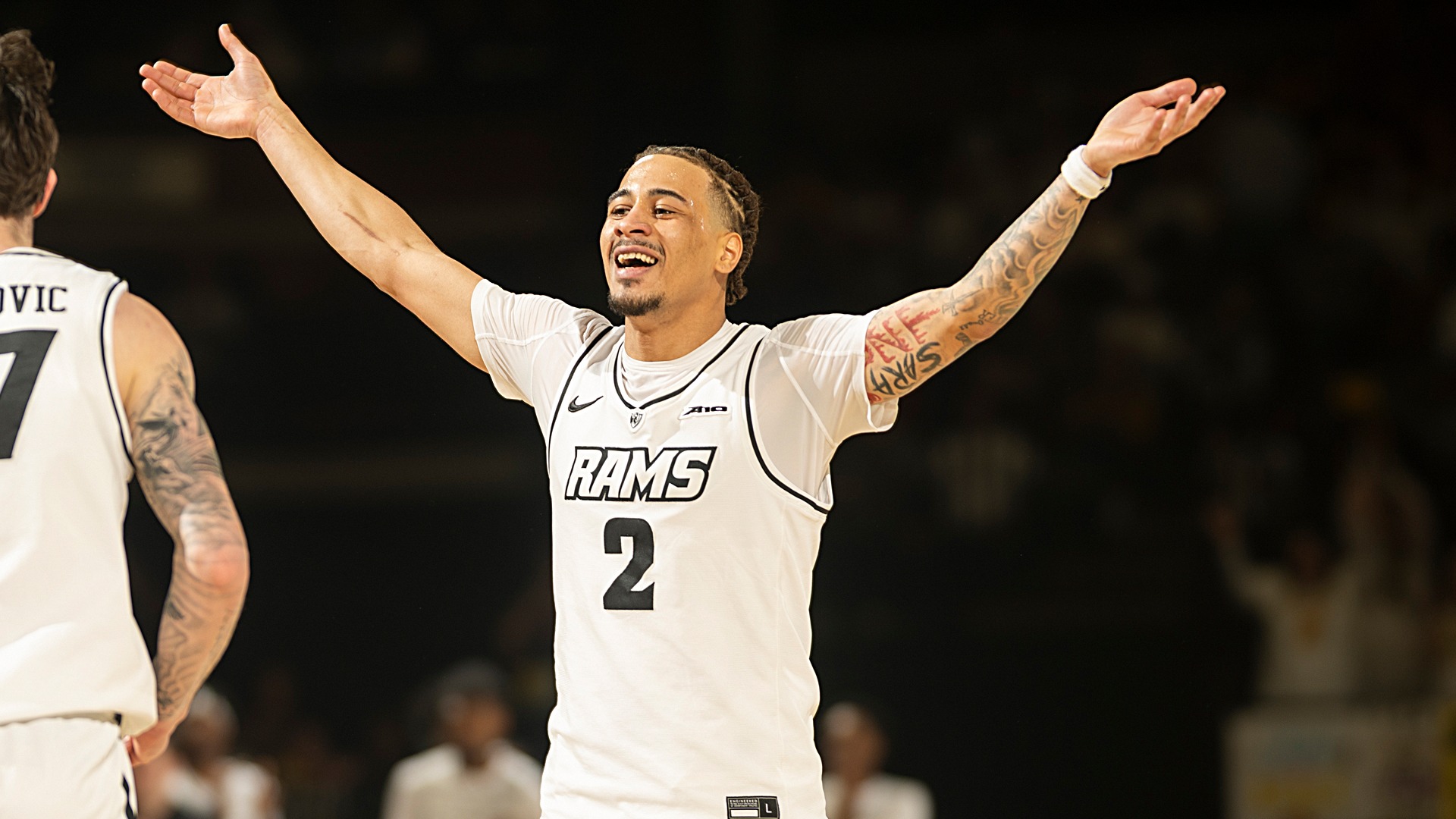 Jadrian Tracey celebrates vs. Dayton