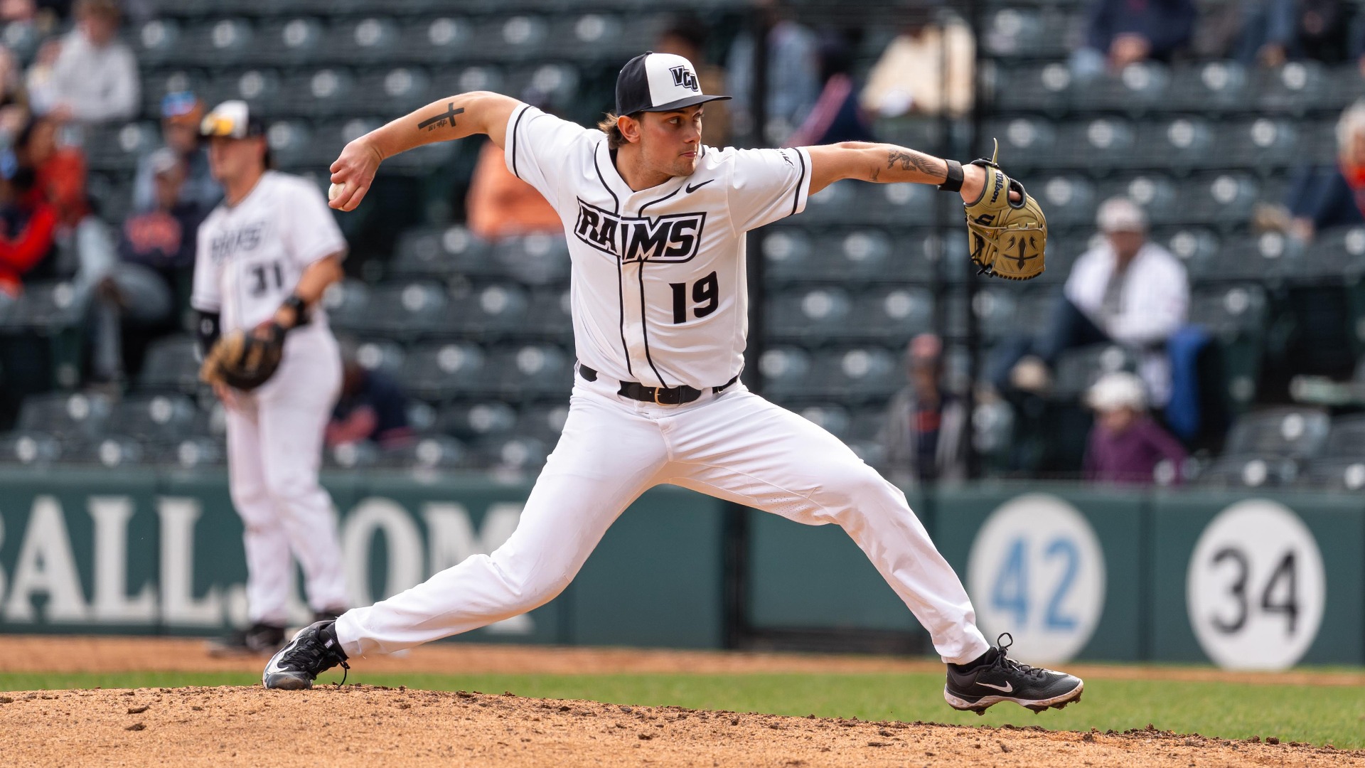 Nick Frers delivers pitch against Virginia