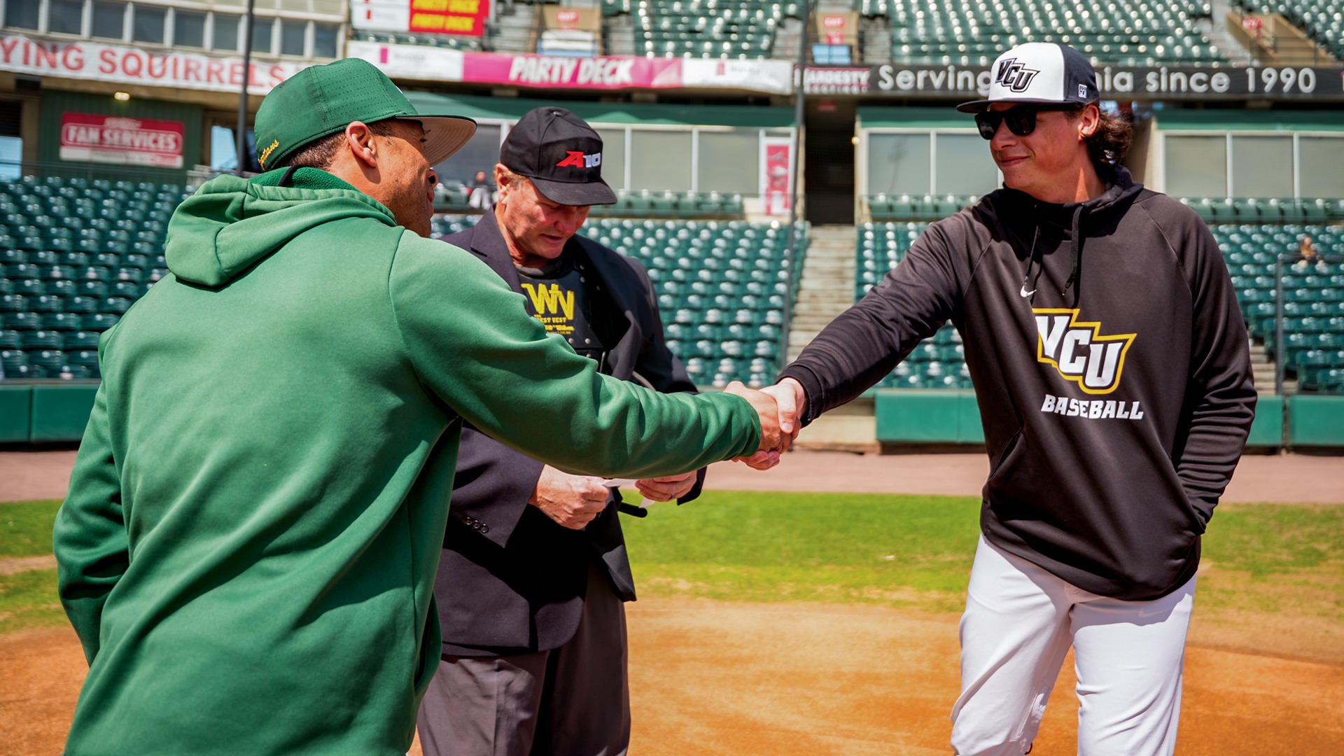 Sean Thompson and ML Morgan (Norfolk State) Shake Hands at Plate Meeting