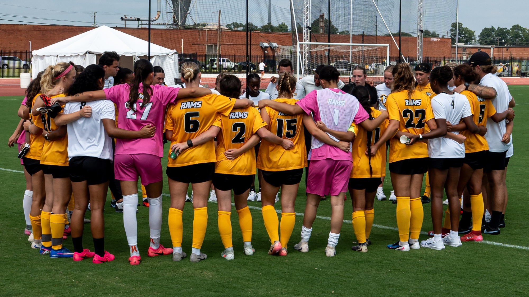 VCU Women's Soccer Huddles vs. NC State