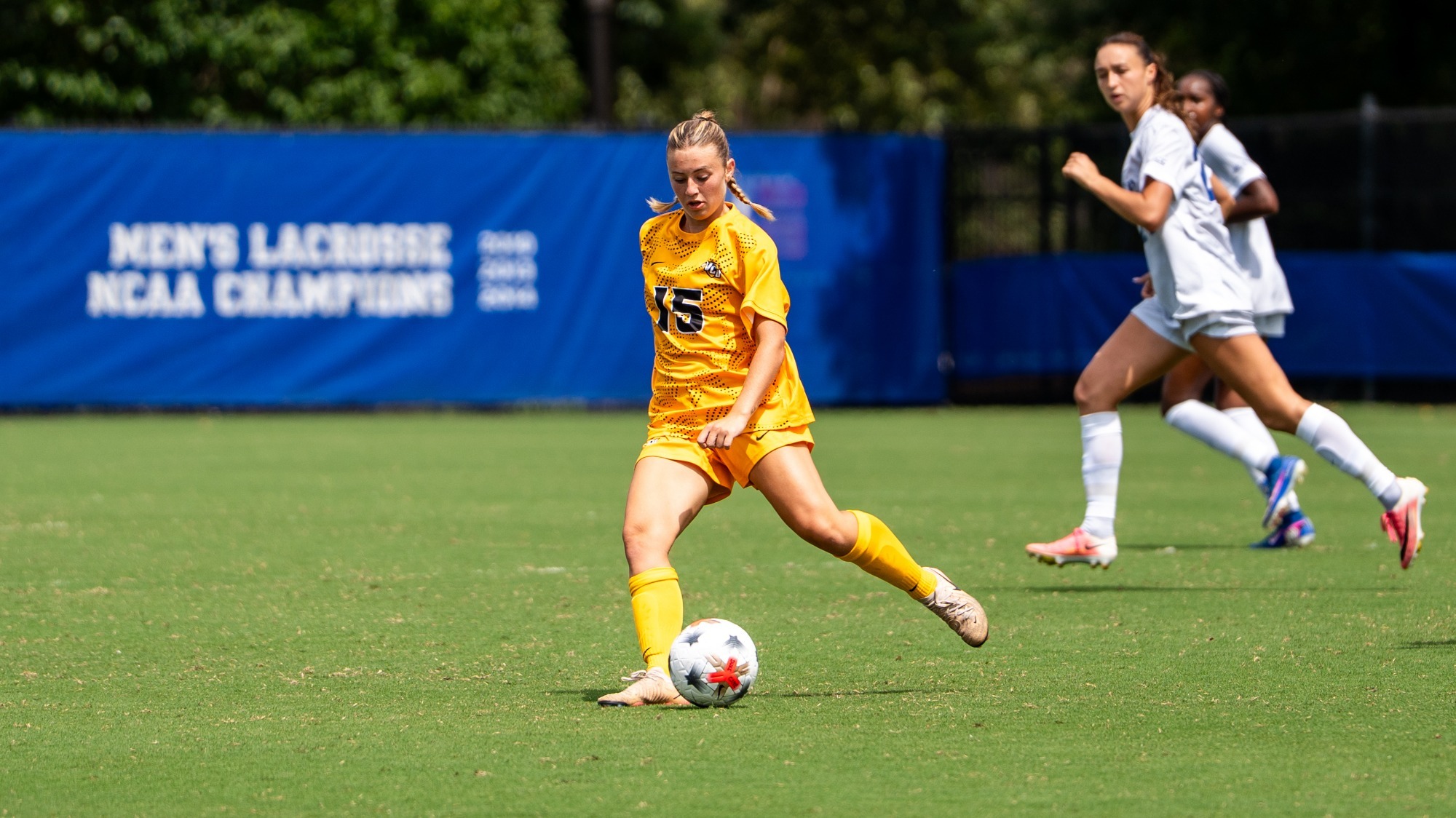 Mina Stevens dribbles vs. #2 Duke