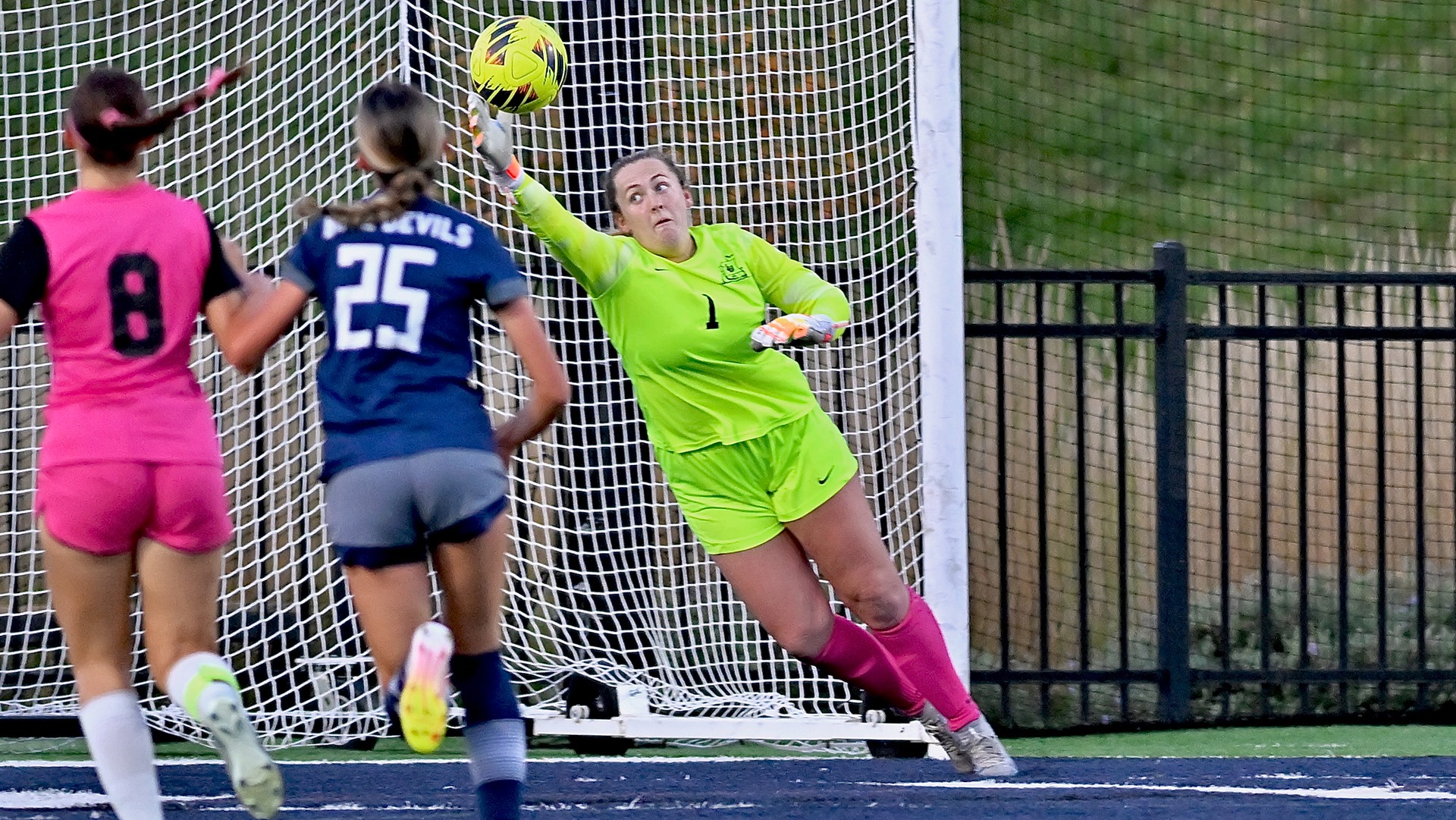 Lawrence women's soccer action Ally Littau