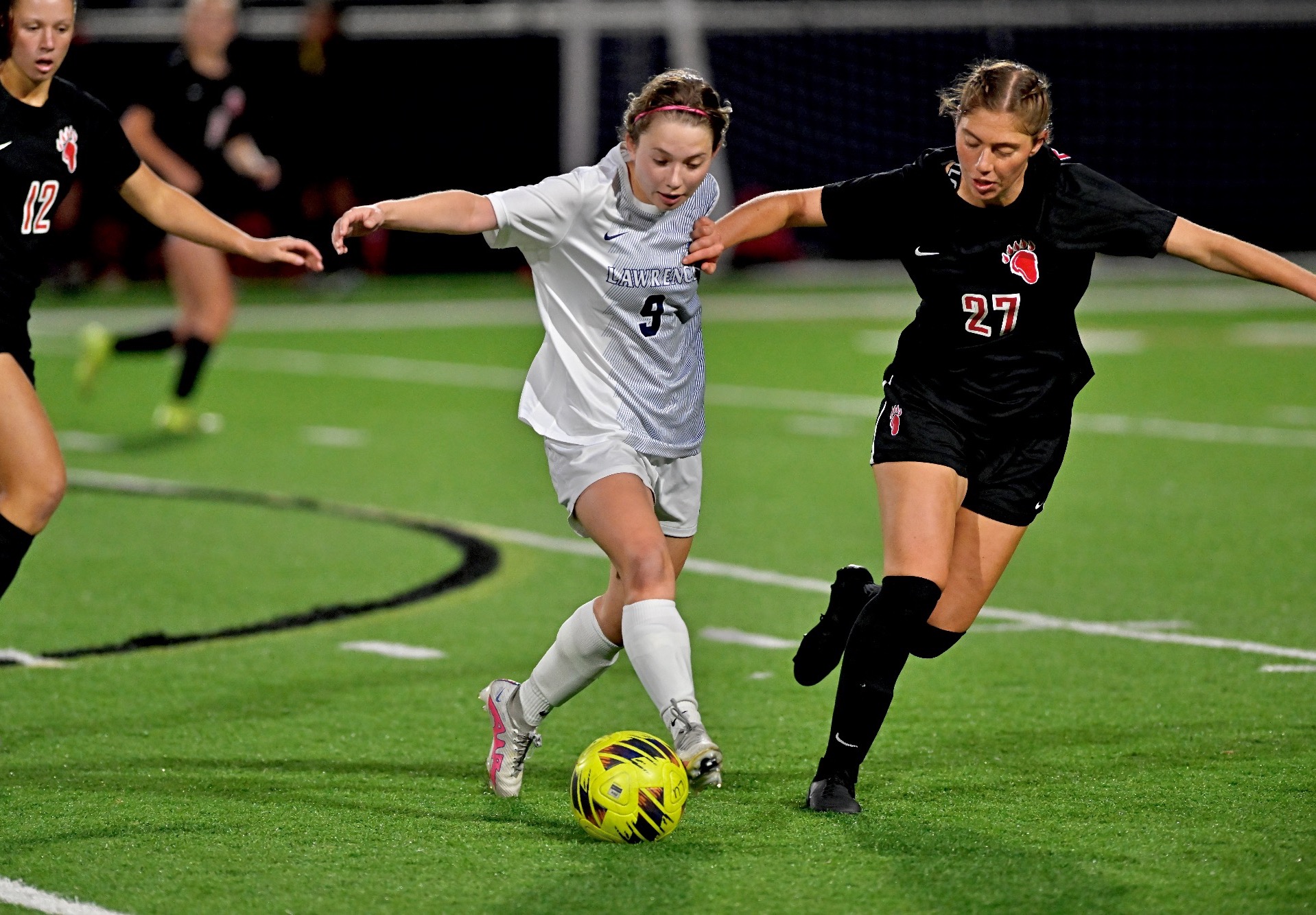 lawrencewomens soccer action shot of Hannah Kalt