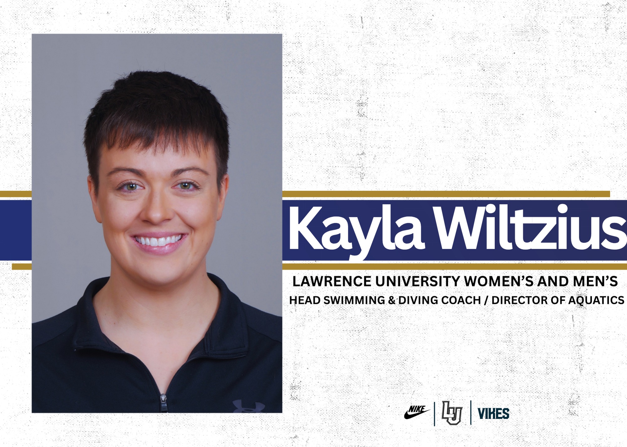 swim and dive coach welcome post for Kayla Wiltzuis 