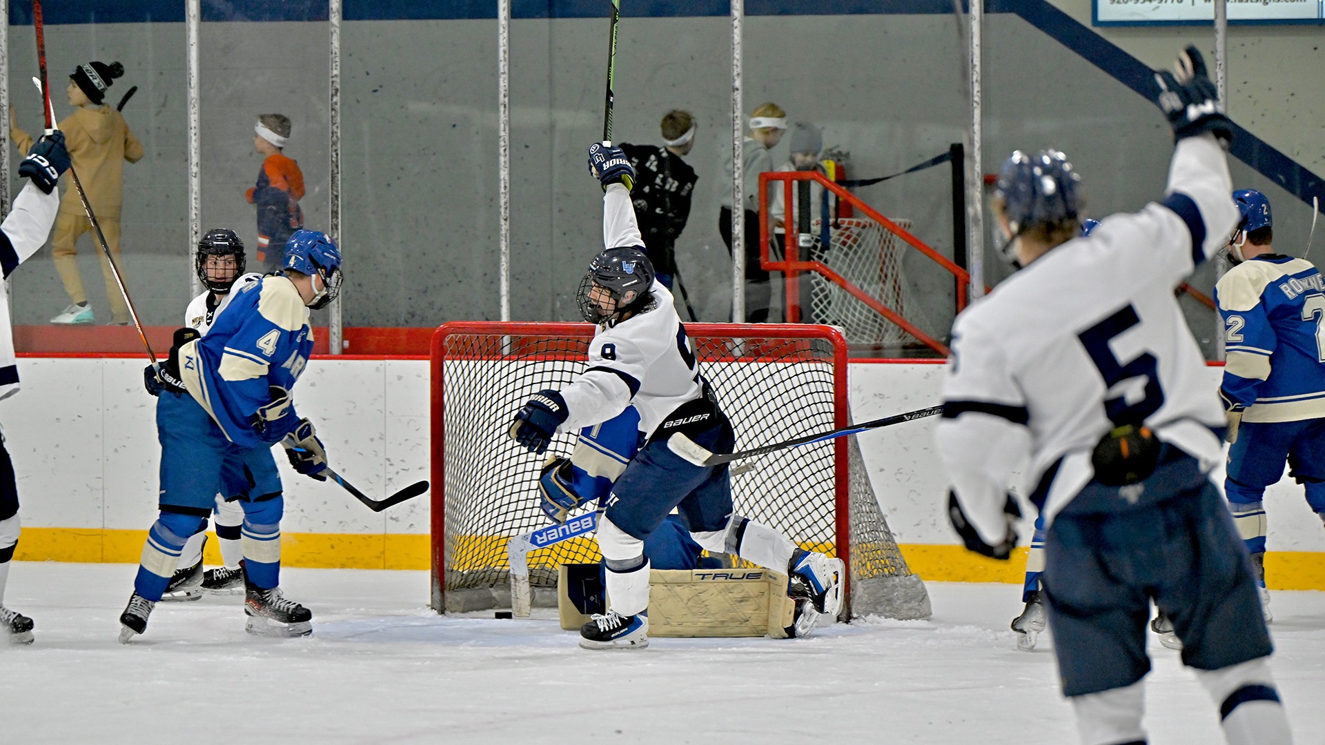 Ethan Look Lawrence men's hockey action