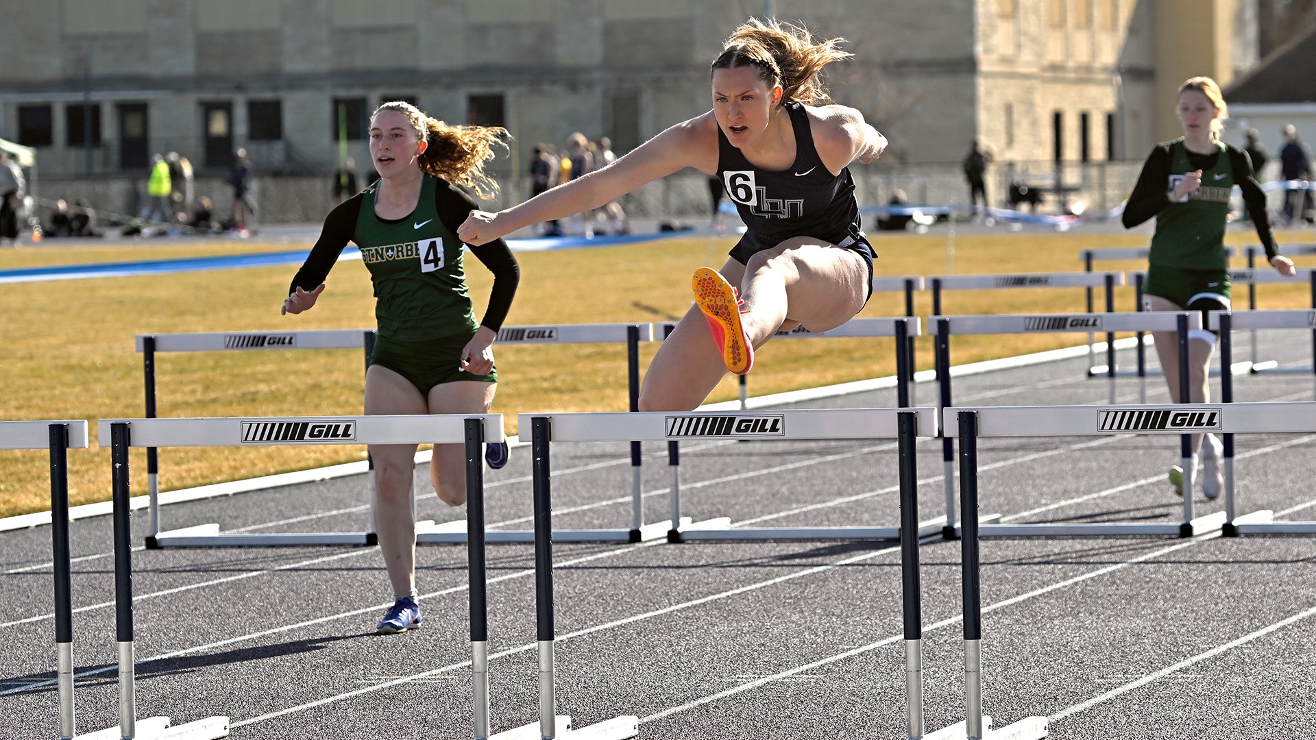 Lawrence women's track action Irene Yank