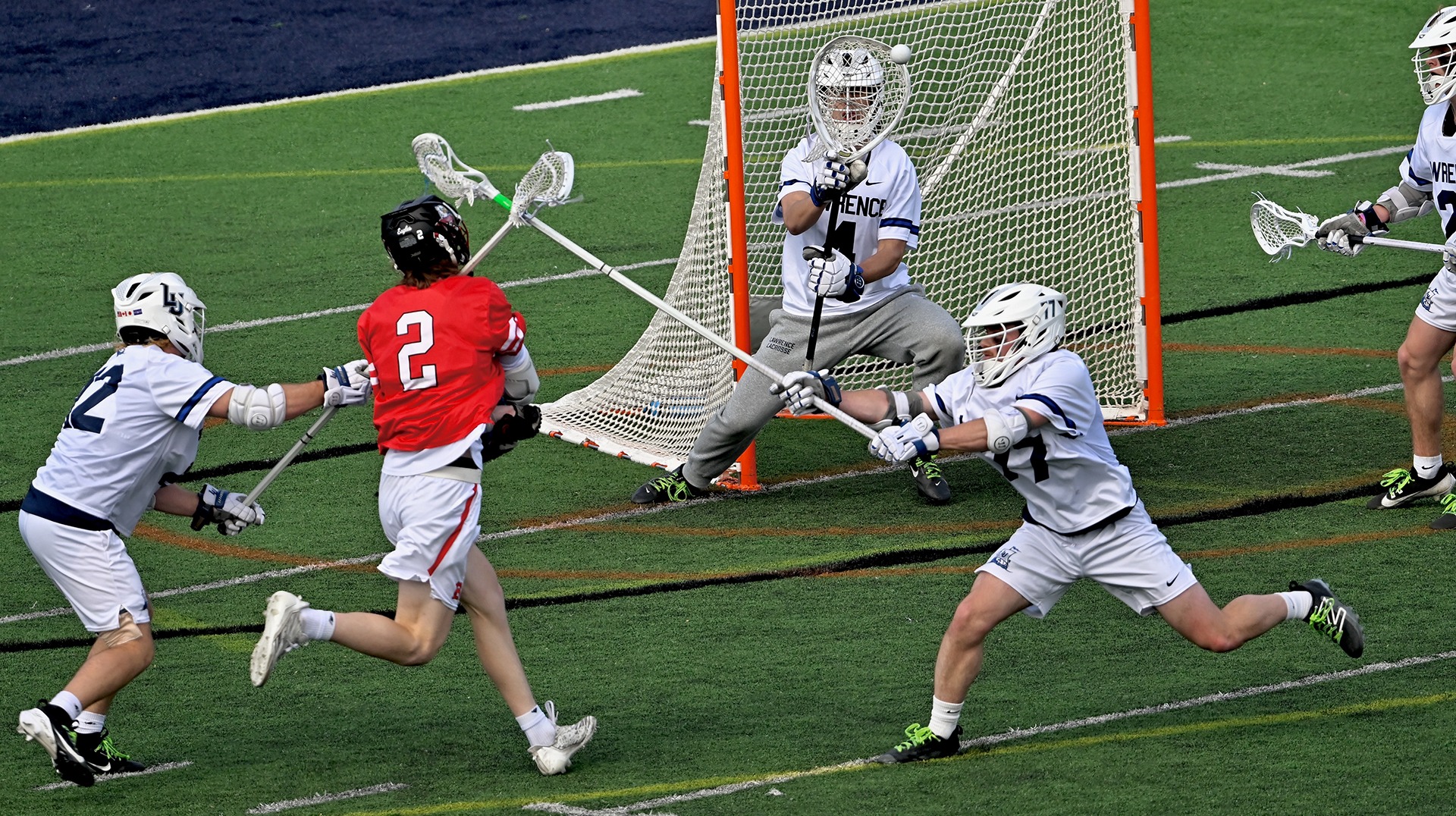 Lawrence men's lacrosse action Gavin Reiter