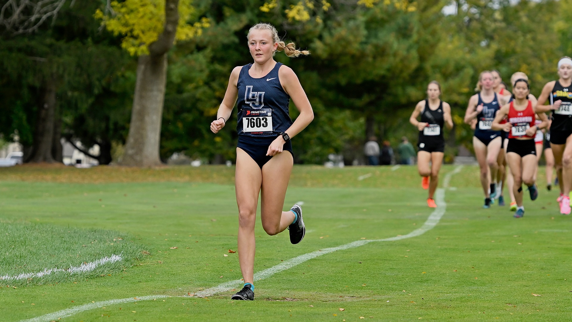 Lawrence women cross country Mila Westra action