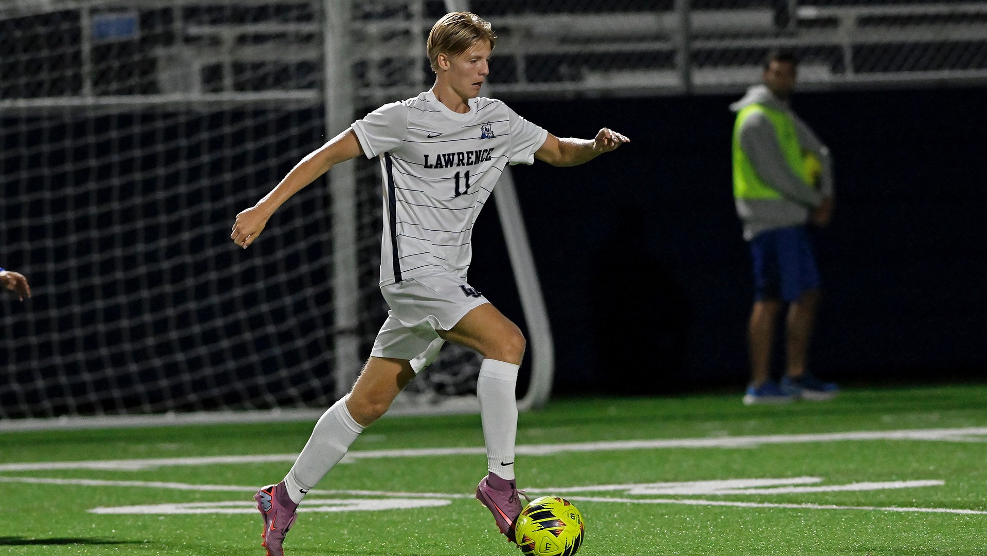 Lawrence men's soccer action William Mikkelsen
