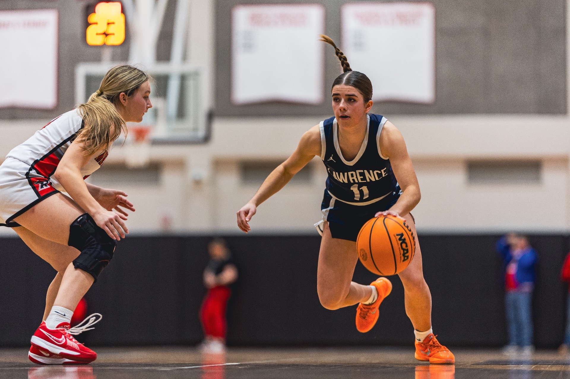 char b action shot of womens basketball 